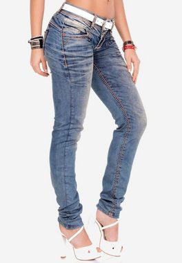 Cipo & Baxx Slim-fit-Jeans mit Steppnähten in Straight Fit