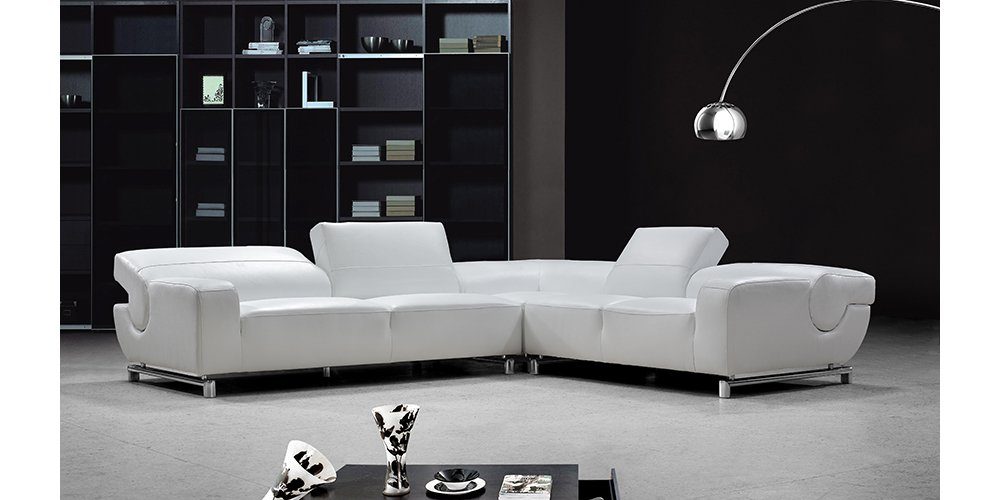 Salottini Ecksofa Edles Ecksofa Bernado Leder Eckcouch Weiß, 3 Teile, Taschenfederkern