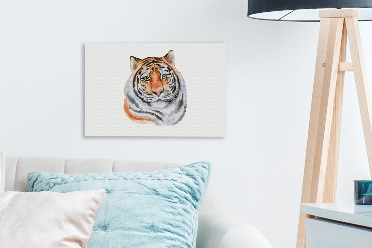 OneMillionCanvasses® 30x20 - Tiger Augen cm Weiß, Wanddeko, (1 Wandbild St), - Aufhängefertig, Leinwandbild Leinwandbilder,