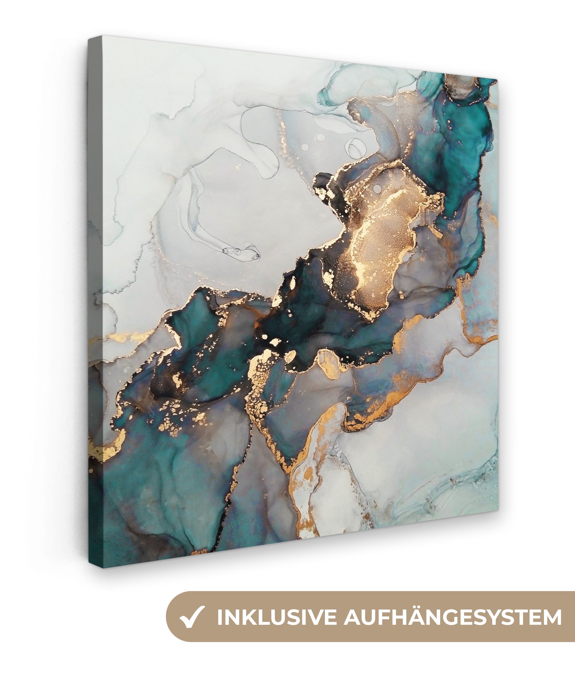 OneMillionCanvasses® Leinwandbild Blau - Marmor - Gold, Fotodruck (1 St), W günstig online kaufen