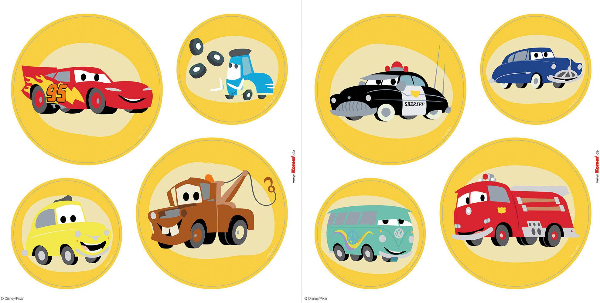 Komar Fensterbild Fenstersticker - Cars Ka-Chow Bubbles - Größe 30 x 30 cm, 2 Bogen