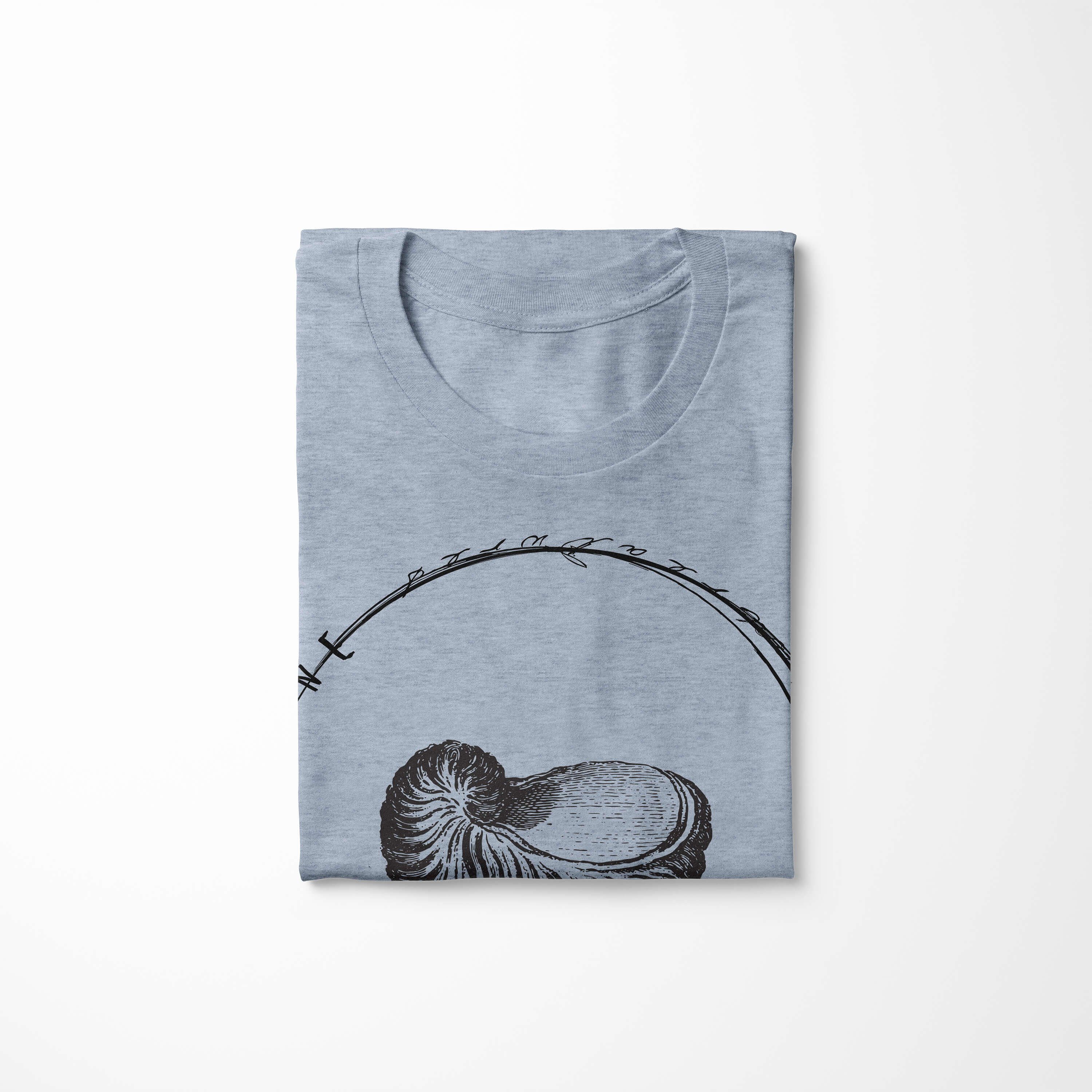 Sinus feine Art Sea - und Serie: Creatures, T-Shirt Tiefsee 020 Denim T-Shirt sportlicher Fische / Stonewash Sea Struktur Schnitt