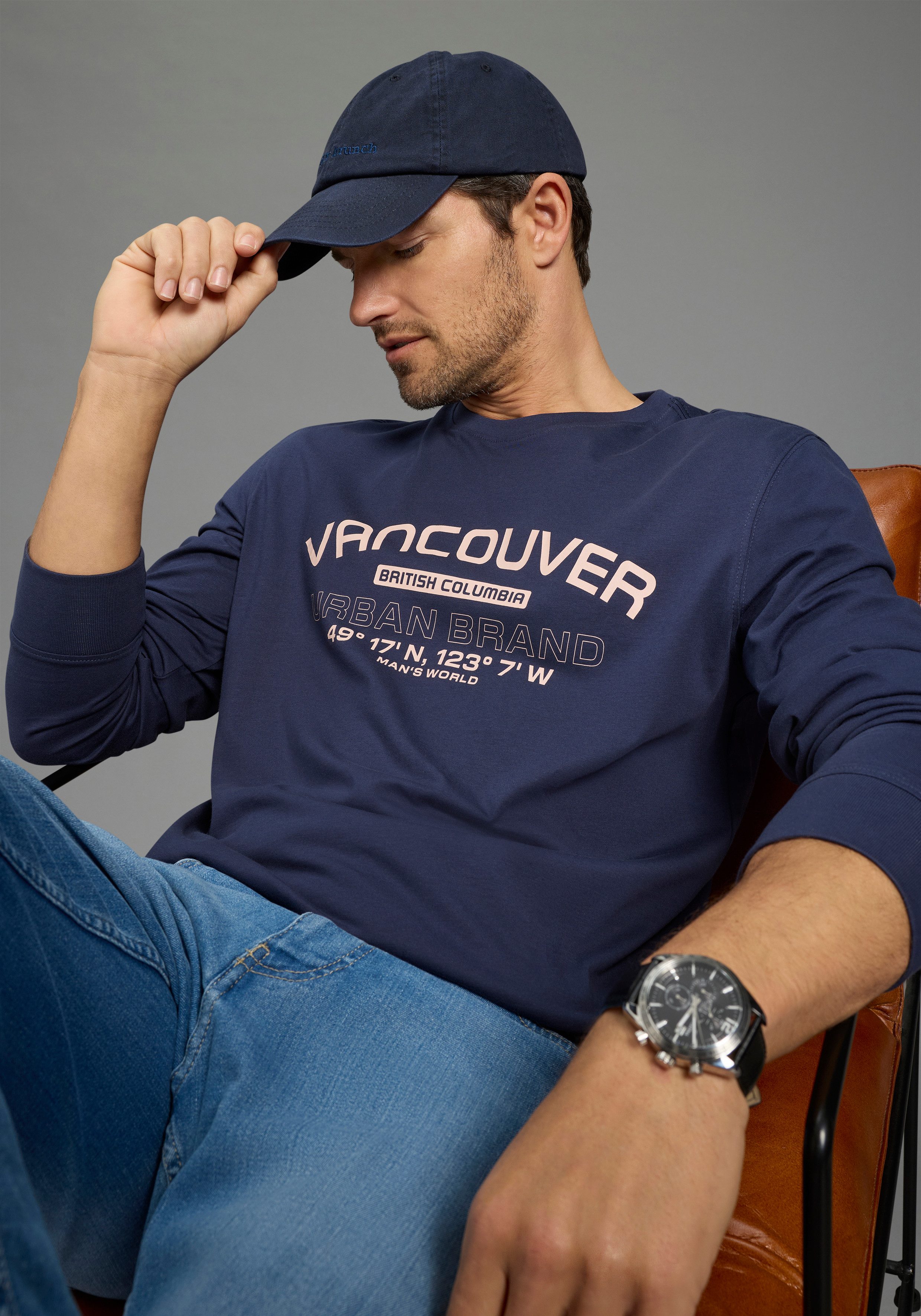 Man's World Langarmshirt Neue Kollektion! casual Stil, Langarm, schmale Passform