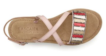 LASCANA Sandale Sandalette, Sommerschuh aus Leder mit dekorativem Band