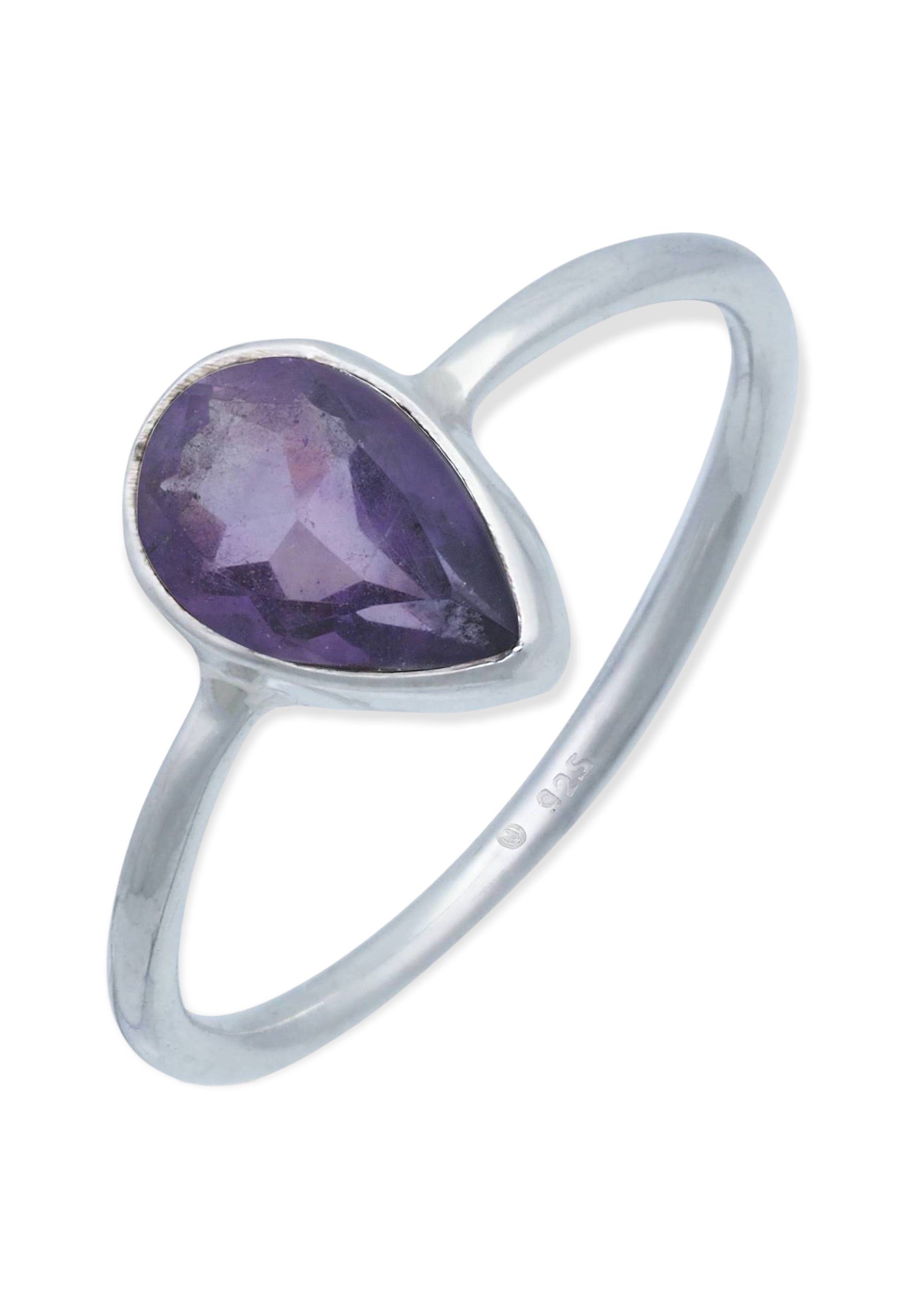 mantraroma Silberring 925er Silber mit Amethyst facettiert