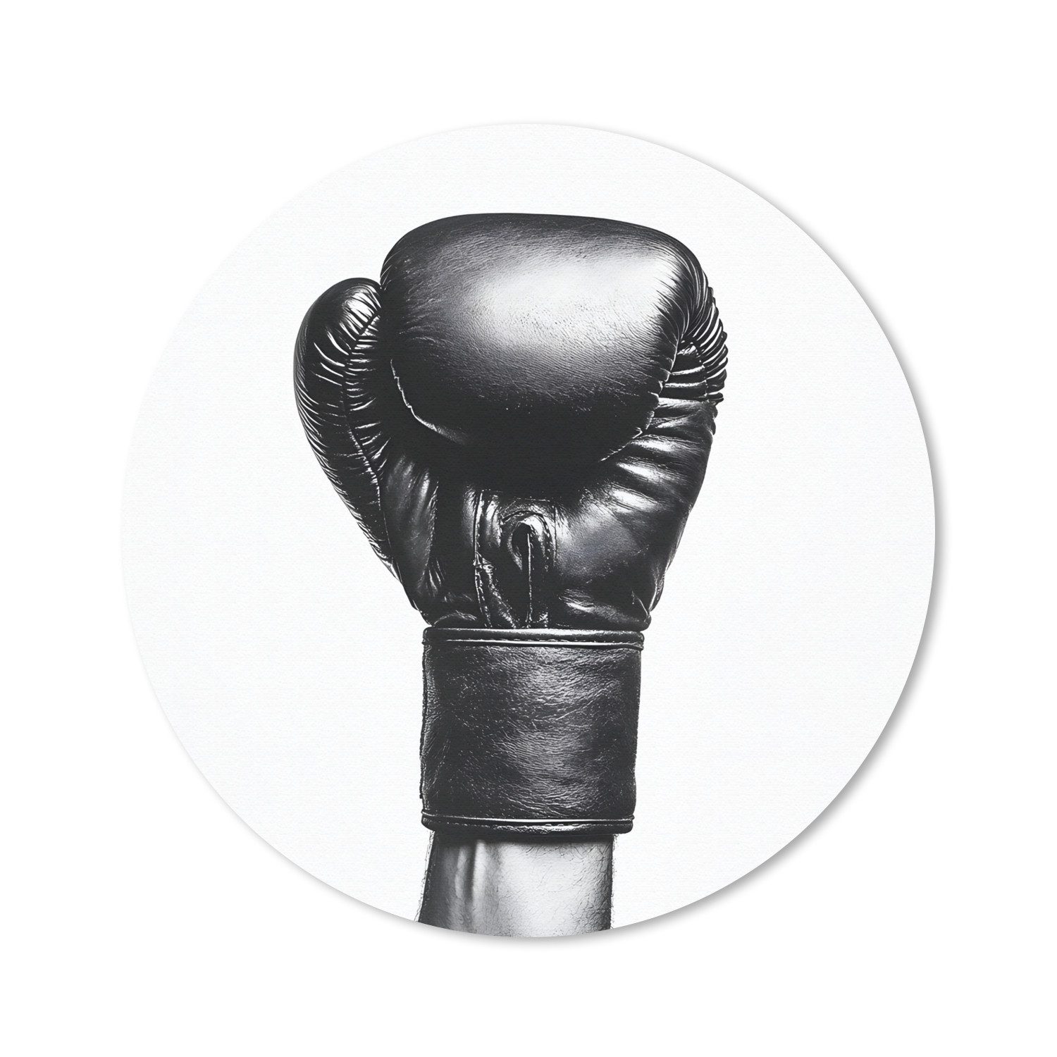 MuchoWow Mauspad Boxhandschuh - Schwarz - Hand (1-St), Gaming, Rutschfester Unterseite, Mausunterlage, Rund 50x50 cm