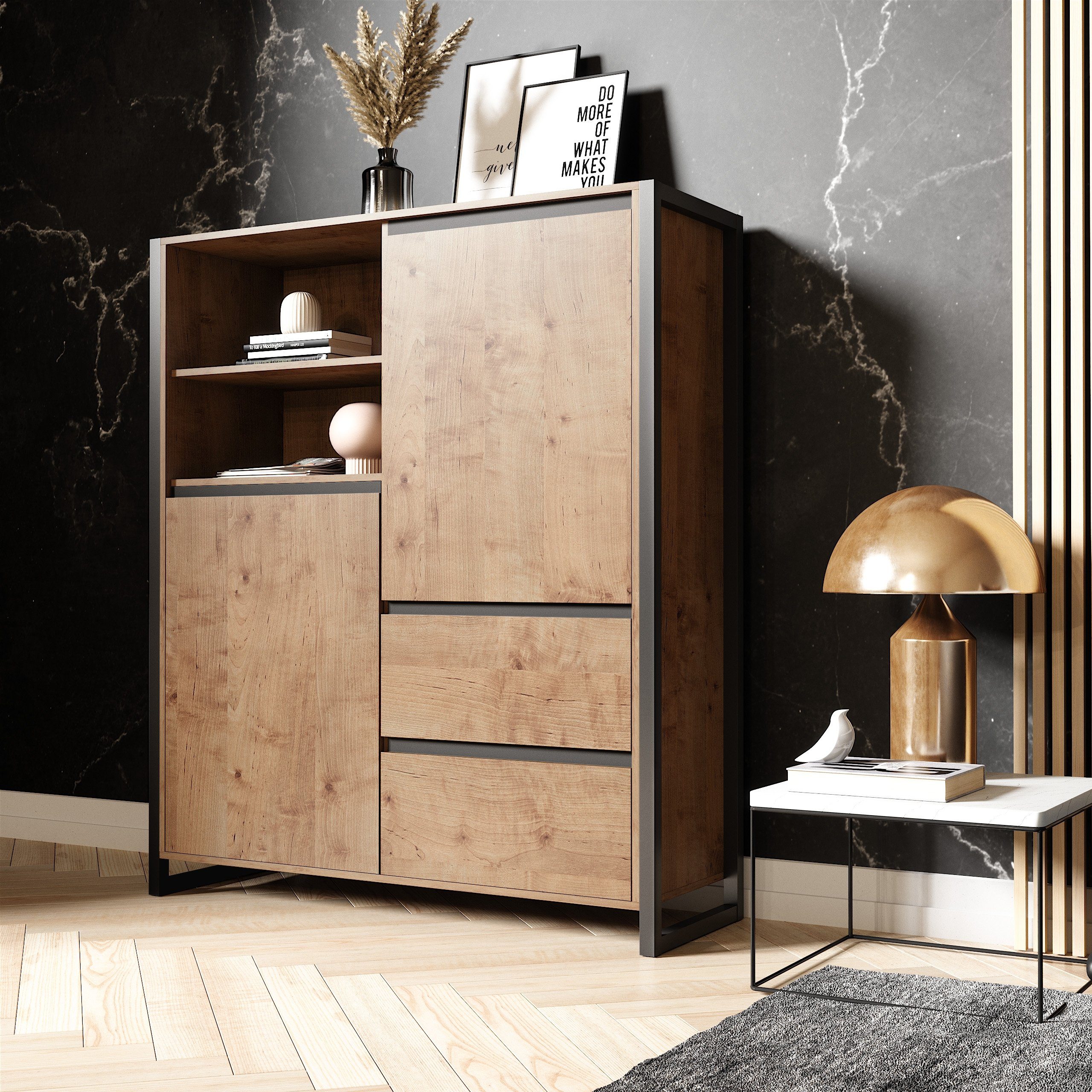 Newroom Highboard Vincent, Highboard Wildeiche Vintage günstig online kaufen