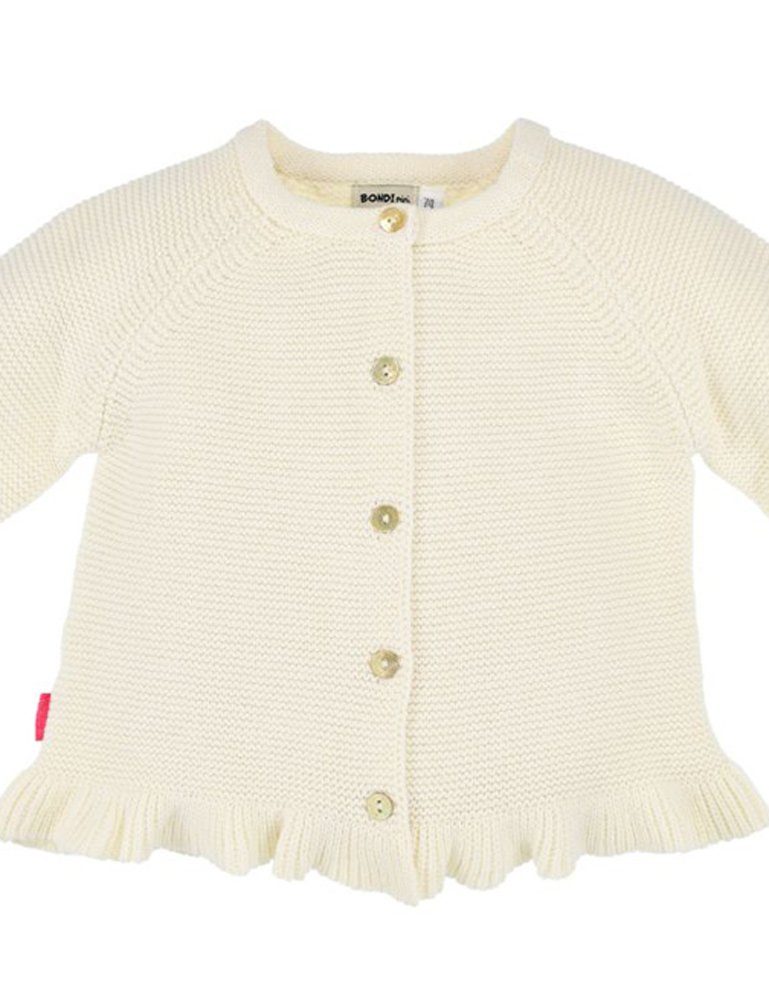 Jacke "Princess" Weiß Strickjacke mit BONDI Baby Baumwolle Rüschen Creme 86524, Mädchen 100% -