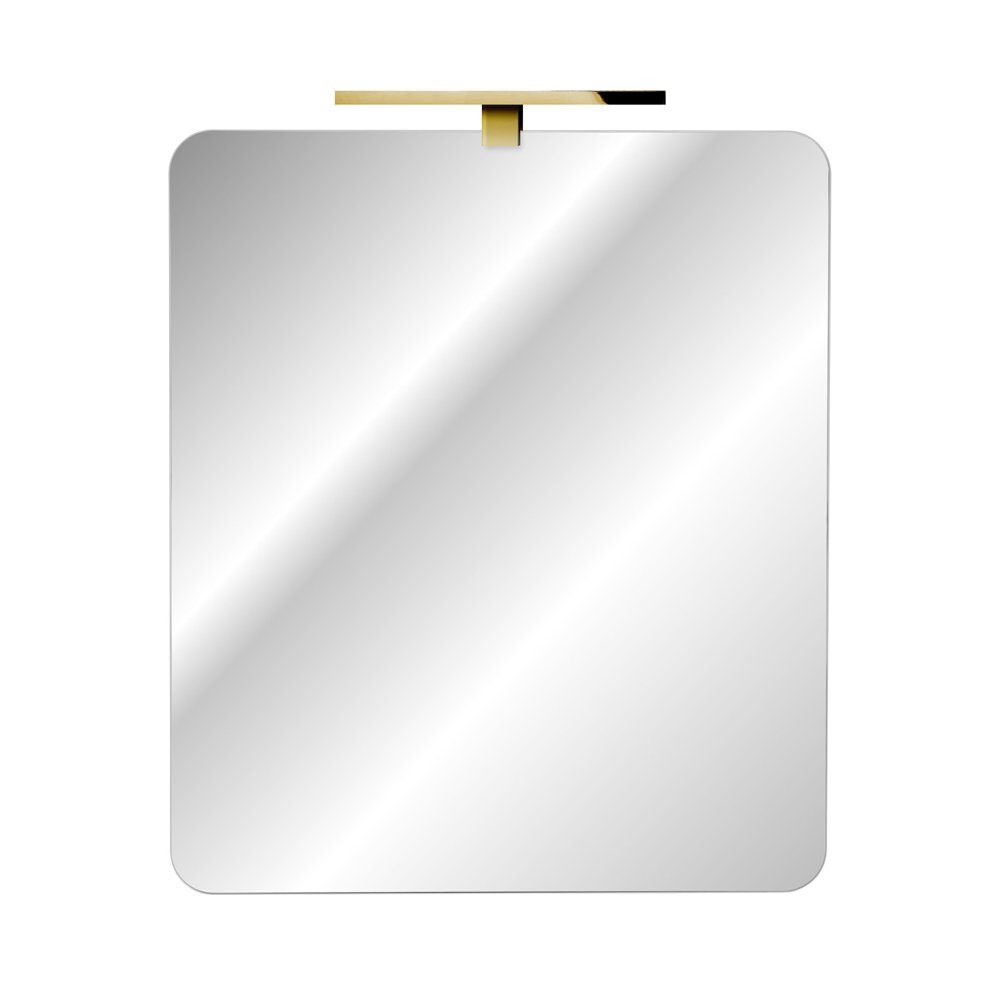 Lomadox Badspiegel ADELAIDE-56-WHITE, mit (goldfarben) 60x70cm ca. LED-Aufsatzleuchte
