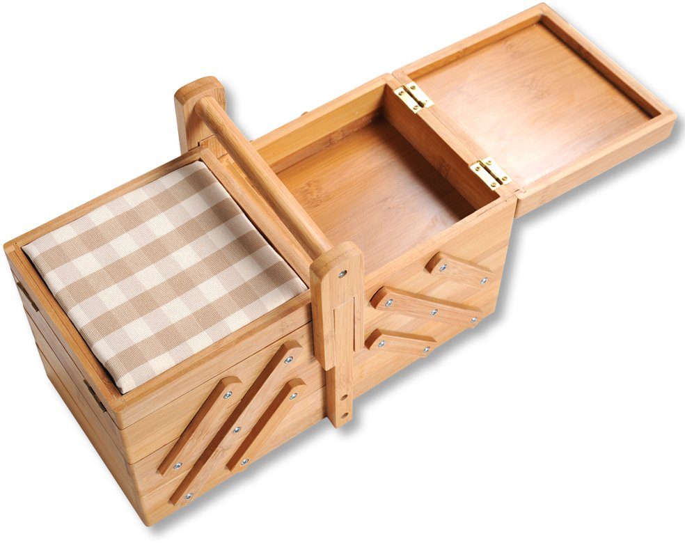 KESPER® Nähkästchen mit 6 Fächern und 2 Nadelkissen (1 St), FSC®-zertifizierter Bambus