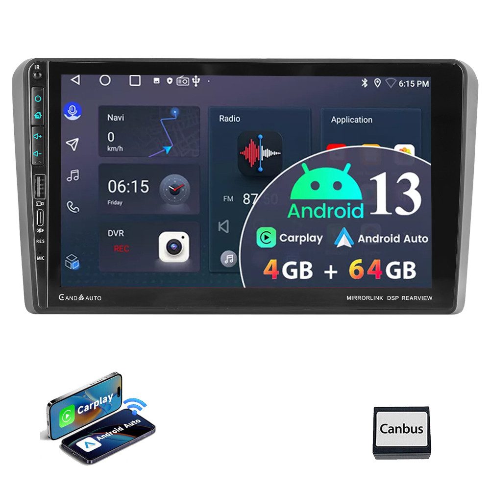Für Audi A3 S3 RS3 8P 8V 9" Carplay Android 13 Autoradio 4+64G Autoradio