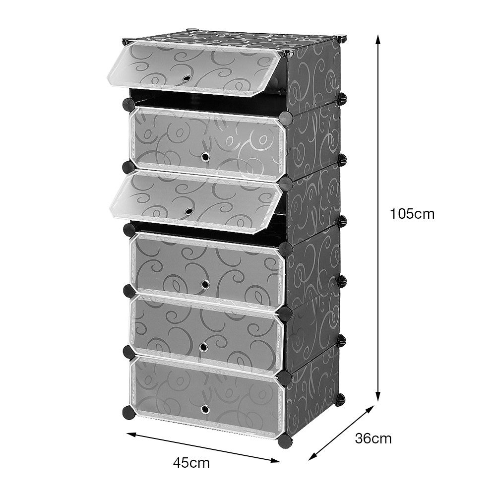 JEOBEST Schuhschrank Modularer Kombischrank, DIY Schuhschrank mit Tür (1/2-St) 6 Fächer, Kunststoff, für Platzsparende – Bild 3 von 5