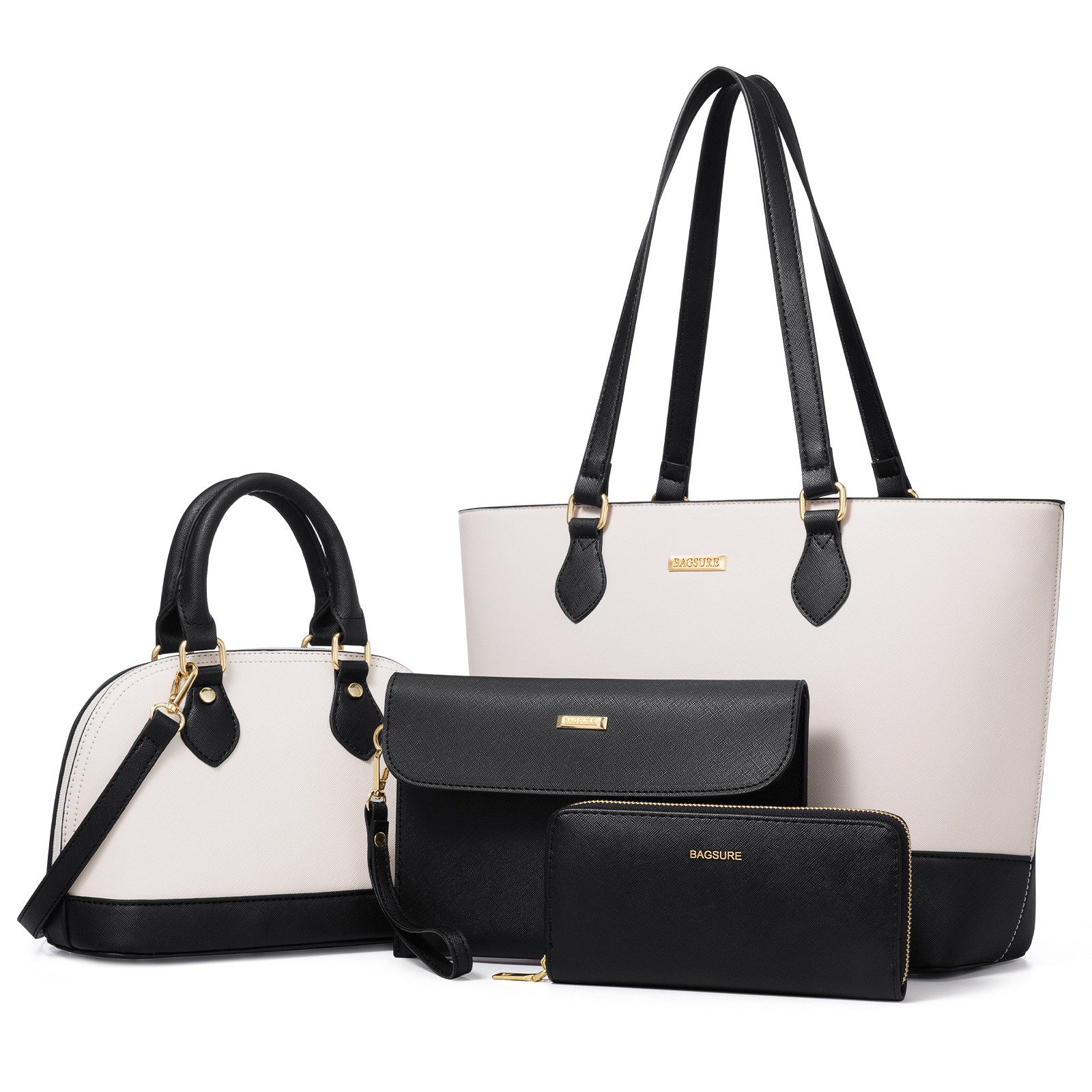 OKWISH Henkeltasche Umhängetasche Tragetasche Aktentasche Handtasche (Arbeitstasche Messenger-Tasche Top Griff mit Schultergurt, 4-tlg., Freizeittasche, Ledertasche, Unitasche, Bürotasche, Kunstleder), für Frauen Arbeit Business Schule Büro Reisen usw