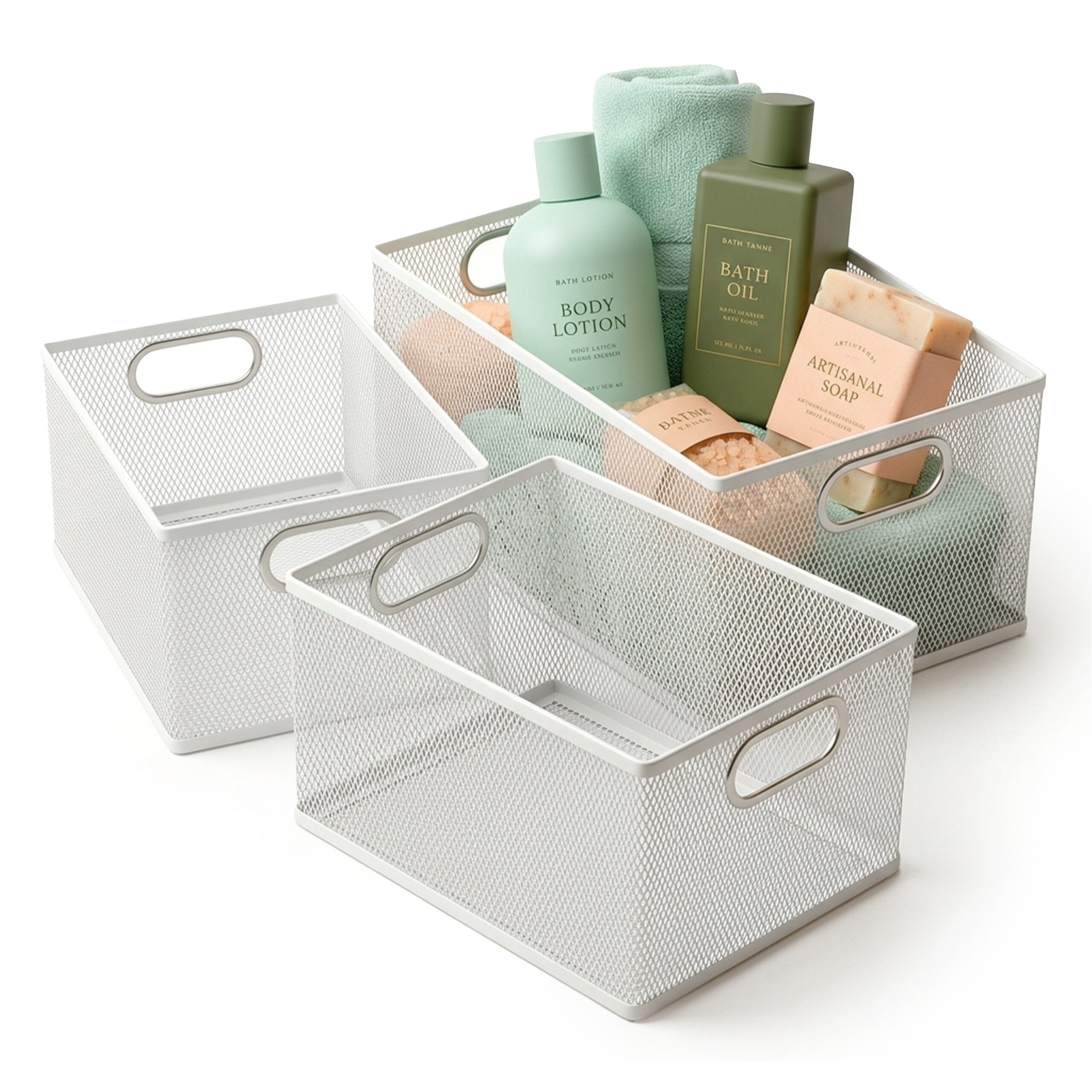 relaxdays Drahtkorb Aufbewahrungskorb Metall 3 Größen, weiß