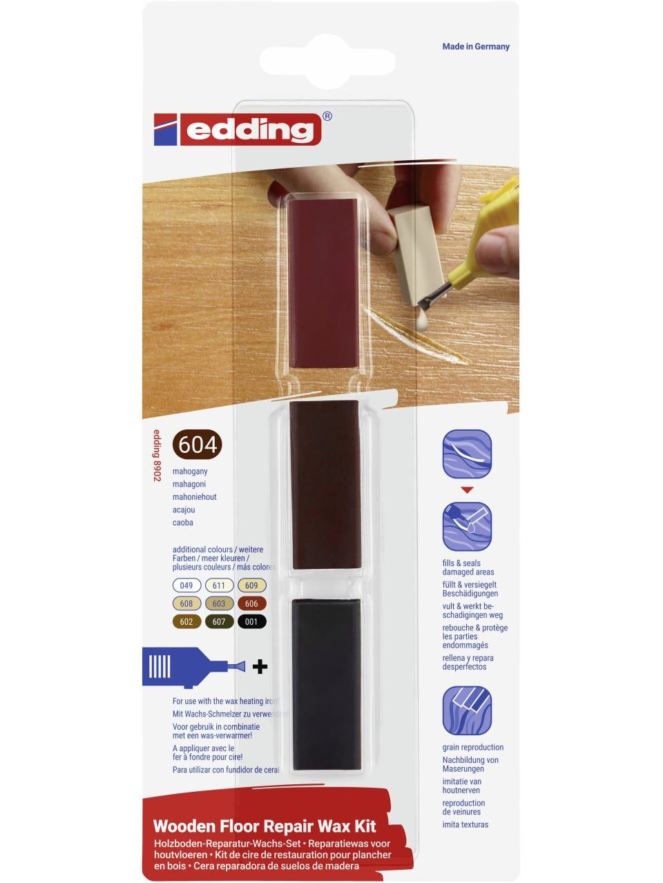 edding Hartholzöl Edding Holzboden-Reparaturwachs-Set 8902 mahagoni