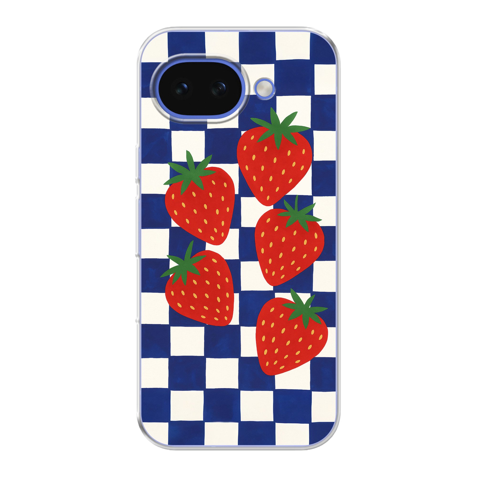 MuchoWow Handyhülle für Google Pixel 10A Blockiert - Blau - Erdbeere, Phone Case, Silikon, Schutzhülle Dünn