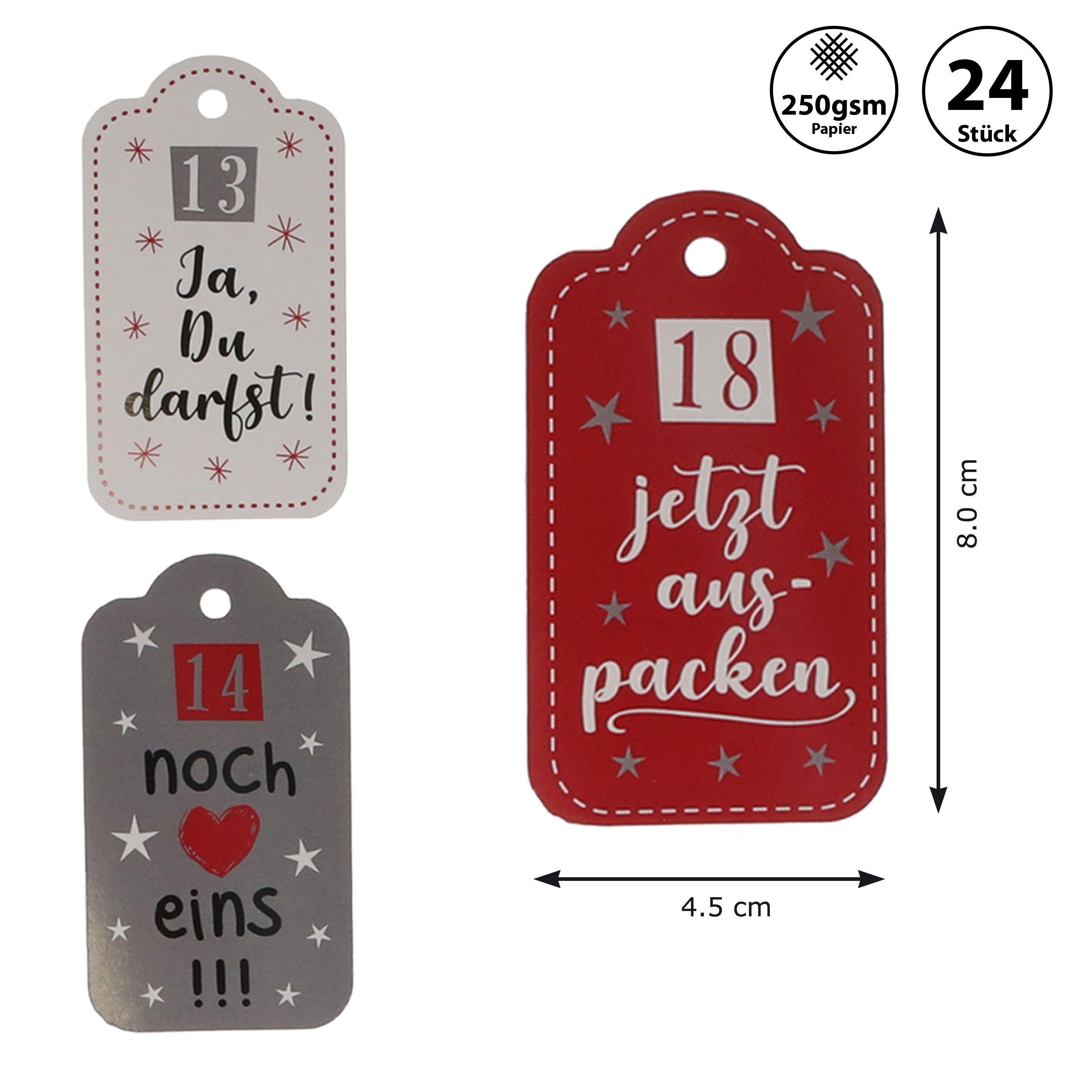 CEPEWA Adventskalender Adventskalender Anhänger-Set mit Sprüchen und Zahlen DIY Karten – Bild 2 von 4