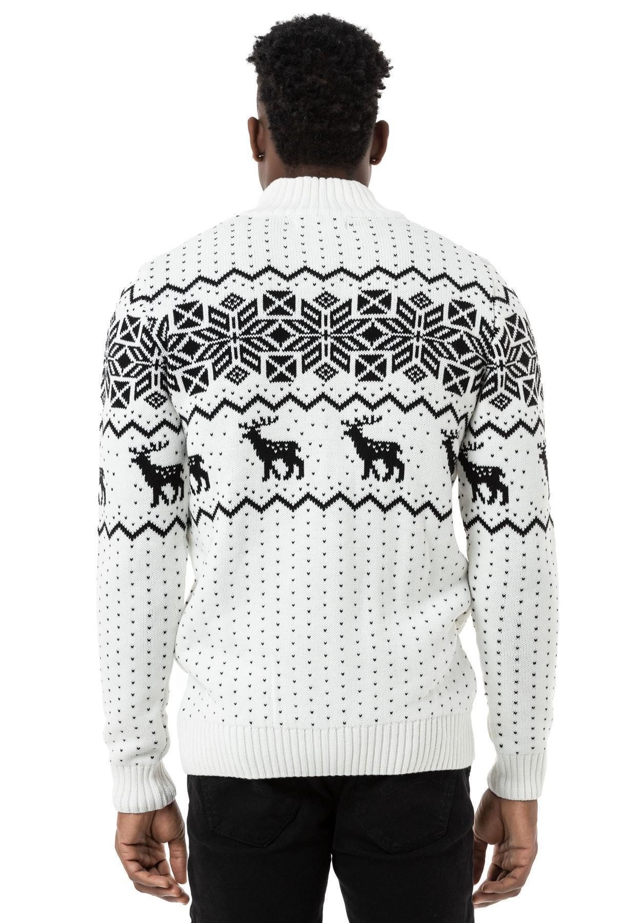 RedBridge Strickjacke Norweger Slim-Fit Plaid Rentier High Quality