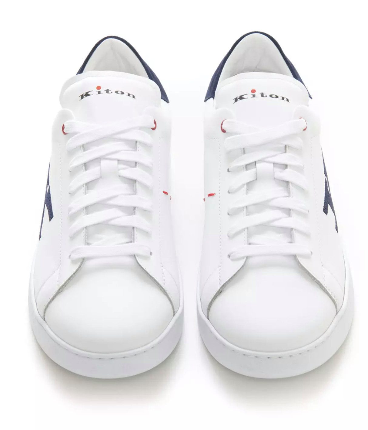 Kiton K-Logo Kalbsleder Schuhe Sneaker Kontrastierender Wildlederabsatz, Lederfutter, Innensohle aus Leder