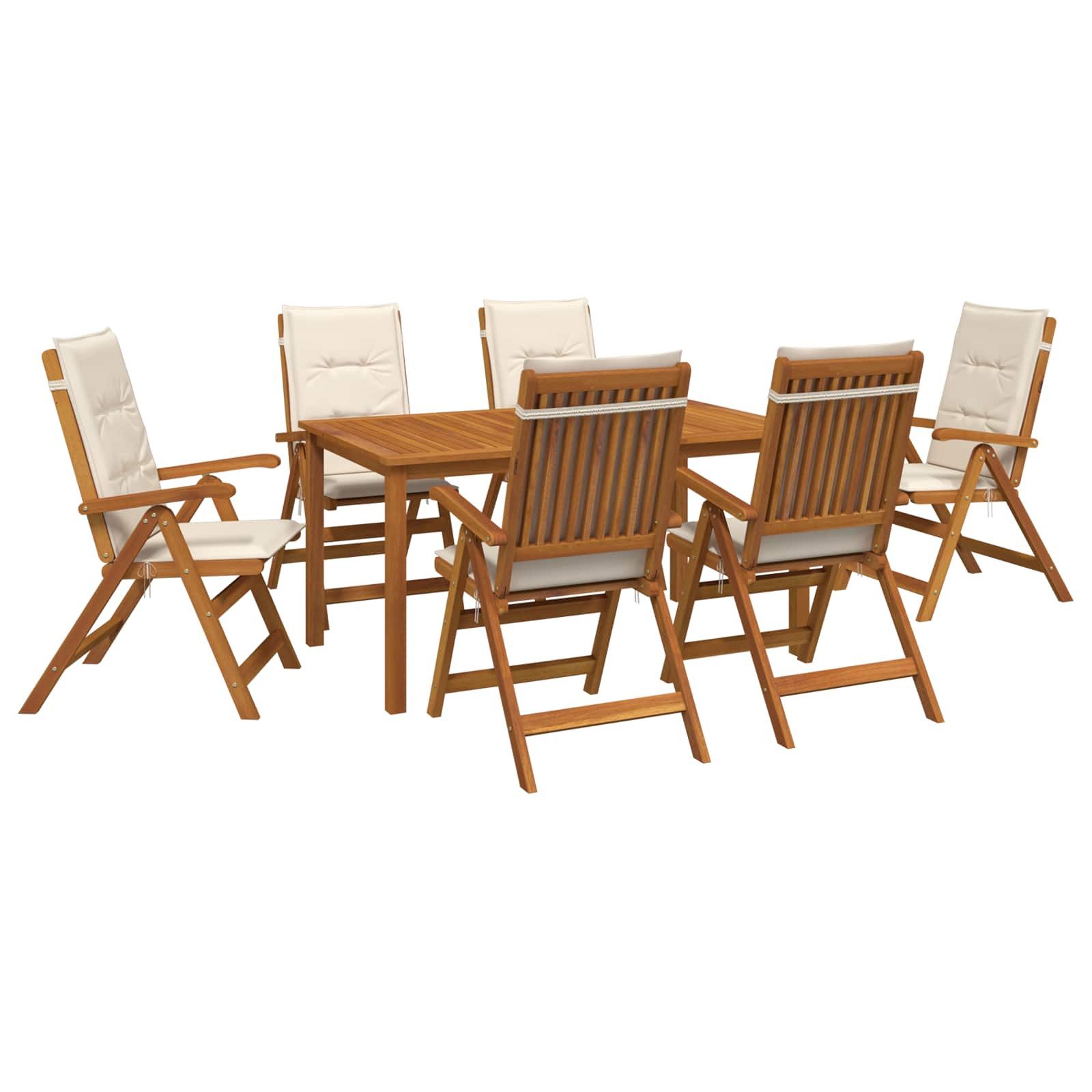 vidaXL Gartenlounge-Set 7-teiliges Garten Essset Natur Massivholz