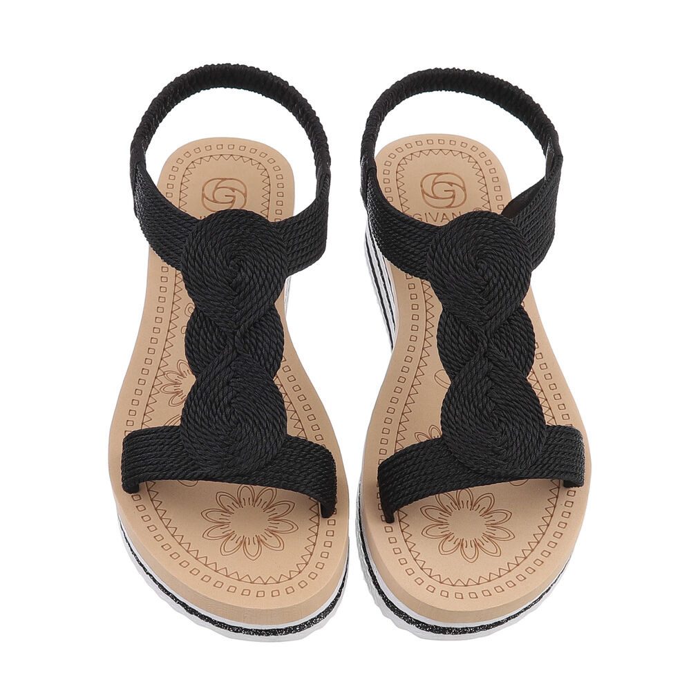 Ital-Design Damen Freizeit Plateausandaletten (86526968) Keilabsatz/Wedge Keilsandaletten in Schwarz – Bild 4 von 4