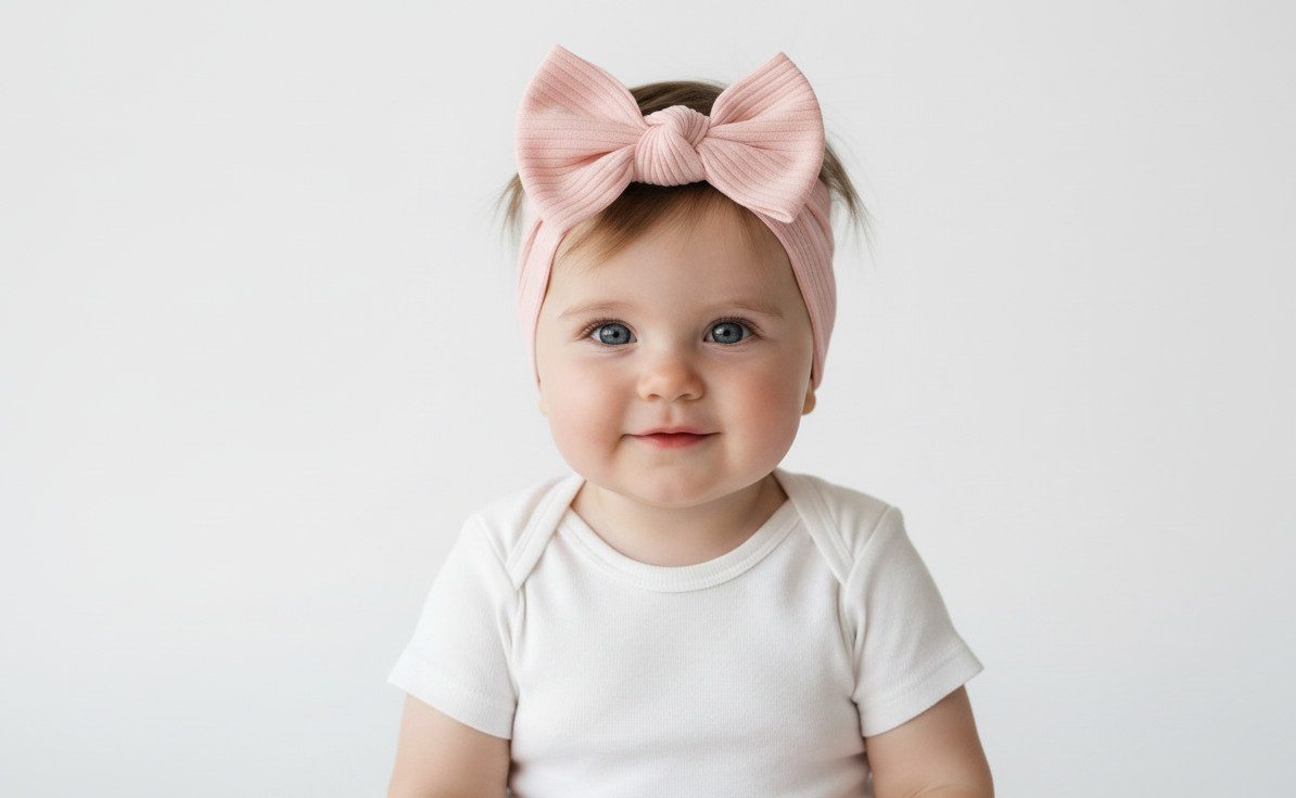 Montegoni Stirnband 4er Baby-Turban-Stirnband für Neugeborene, gestrickt Schleife Mädchen (4er-Pack Baby-Turban-Stirnband für NeugeboreneBaby-Mädchen) Baby-Turban-Stirnband für Neugeborene, Baby-Mädchen-Schleifen