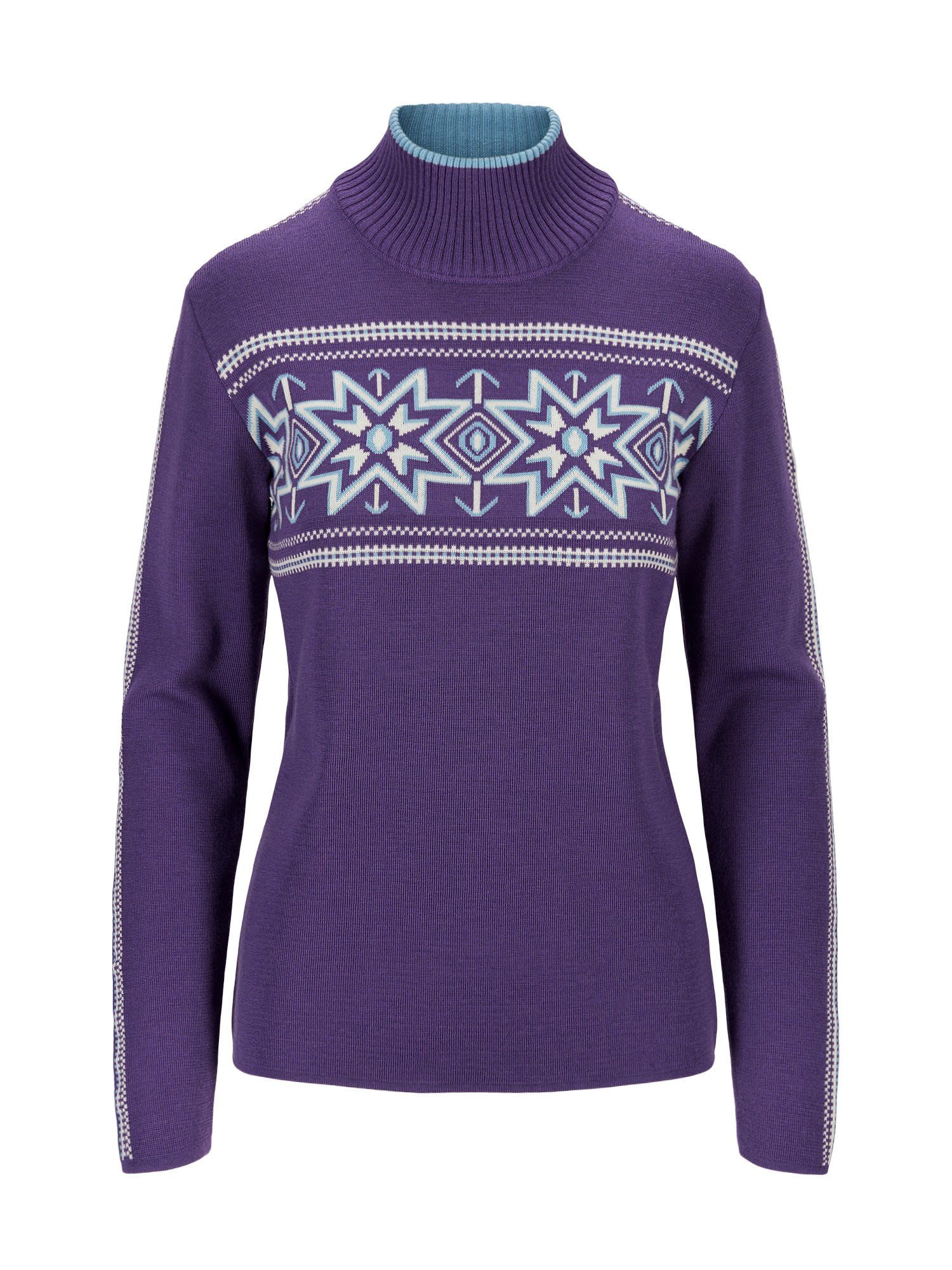Dale of Norway Longpullover Dale Of Norway W Tindefjell Sweater Damen Dark Purple - Ice Blue - Offwhite