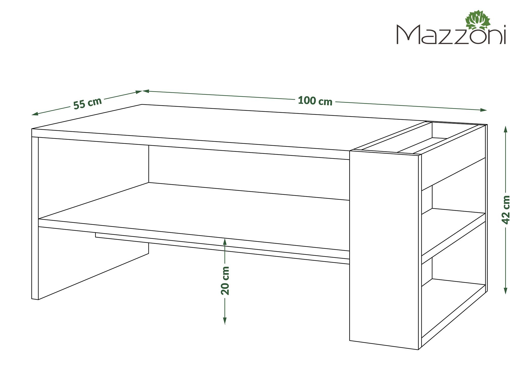 matt Design dunkel Wohnzimmertisch designimpex Couchtisch Tisch - Ablagefläche Nefri mit Schwarz Eiche Couchtisch