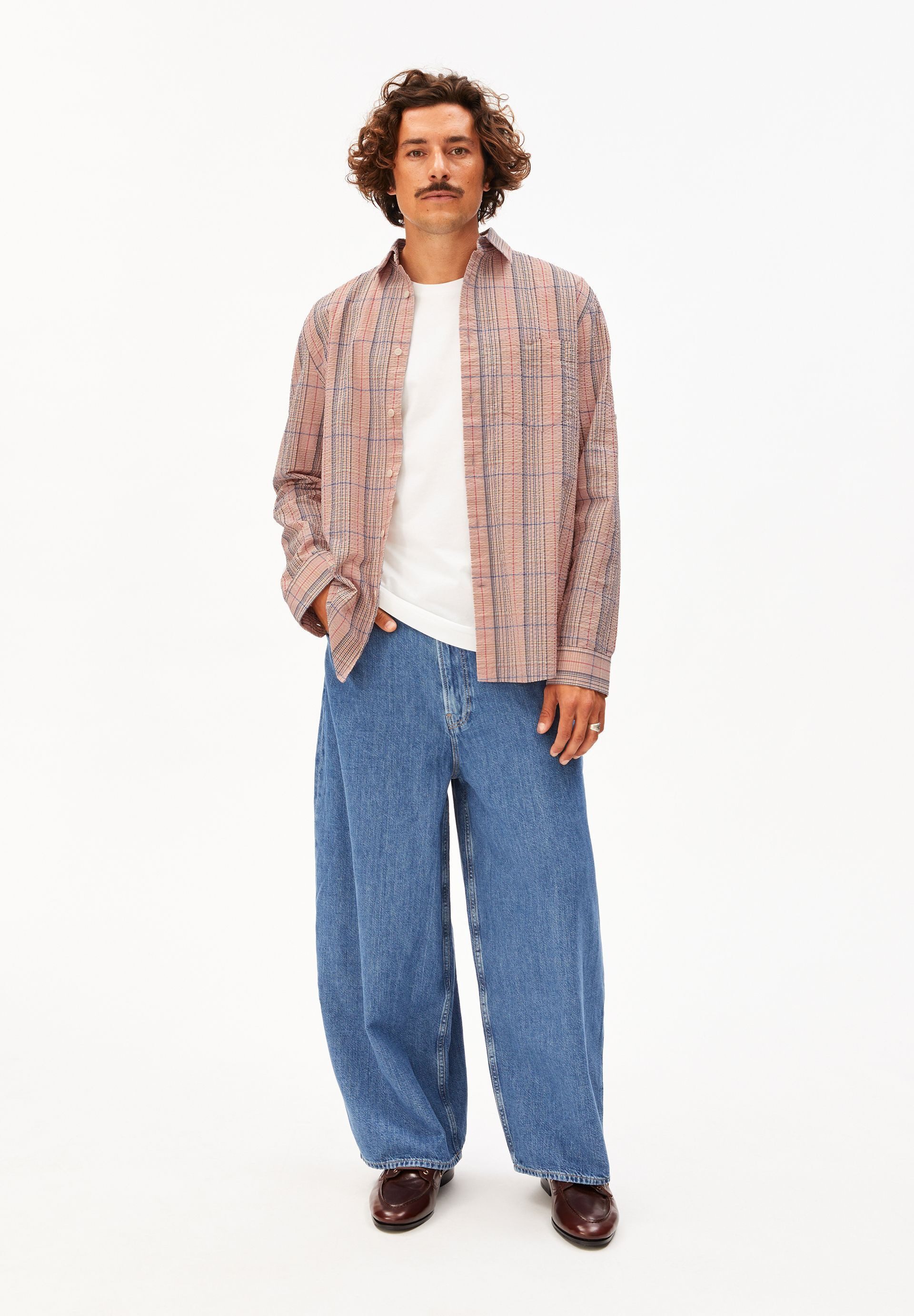 Armedangels Langarmhemd BIG CHECK 100% Bio-Baumwolle (1-tlg., Relaxed Fit) Relaxed Fit