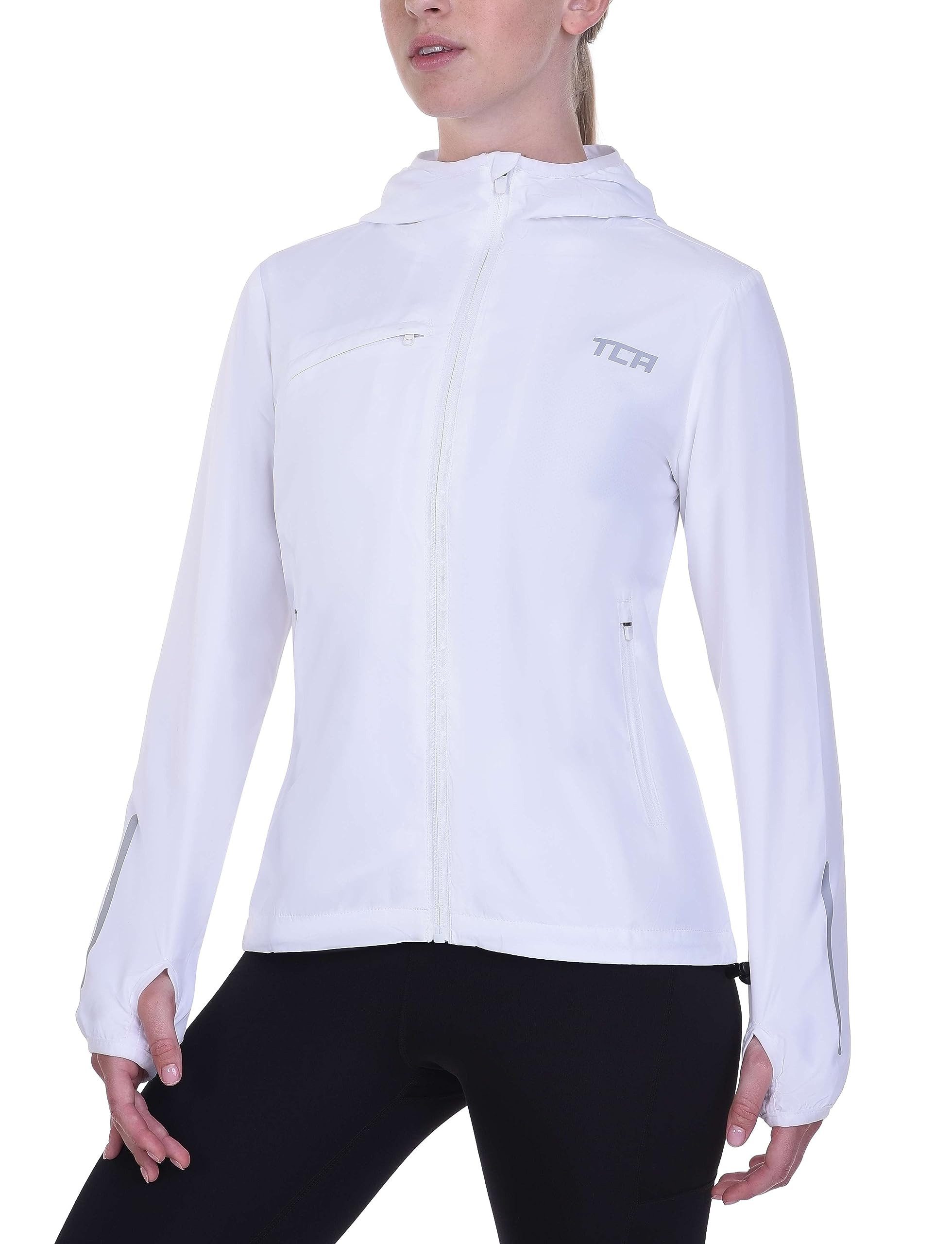 Funktionsjacke TCA Damen Laufjacke, atmungsaktiv, reflektierend, weiß, XL