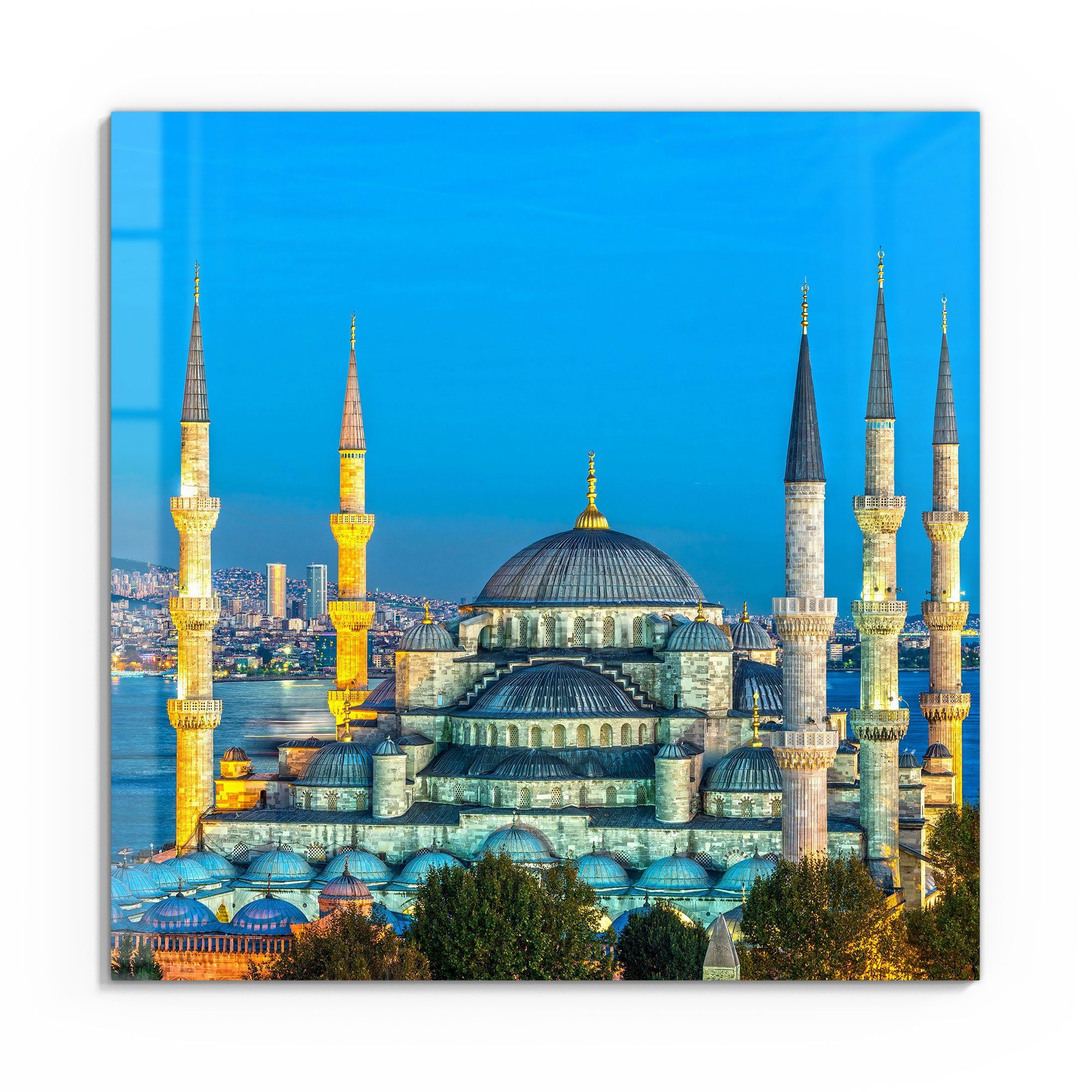 DEQORI Glasbild 'Sultan-Ahmed-Moschee', 'Sultan-Ahmed-Moschee', Glas Wandbild  Bild schwebend modern