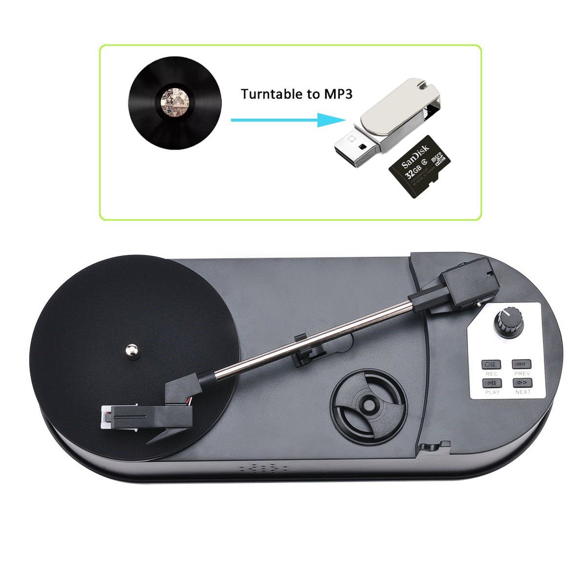 Bolwins B08D HIFI Rekordspieler Plattenspieler Turntable mp3 in USB Micro SD Medienkonverter Plattenspieler zu USB Typ A, Micro-SD, 0 cm, MP3-Direktaufnahme Digitalisierung ohne PC auf USB & Micro-SD
