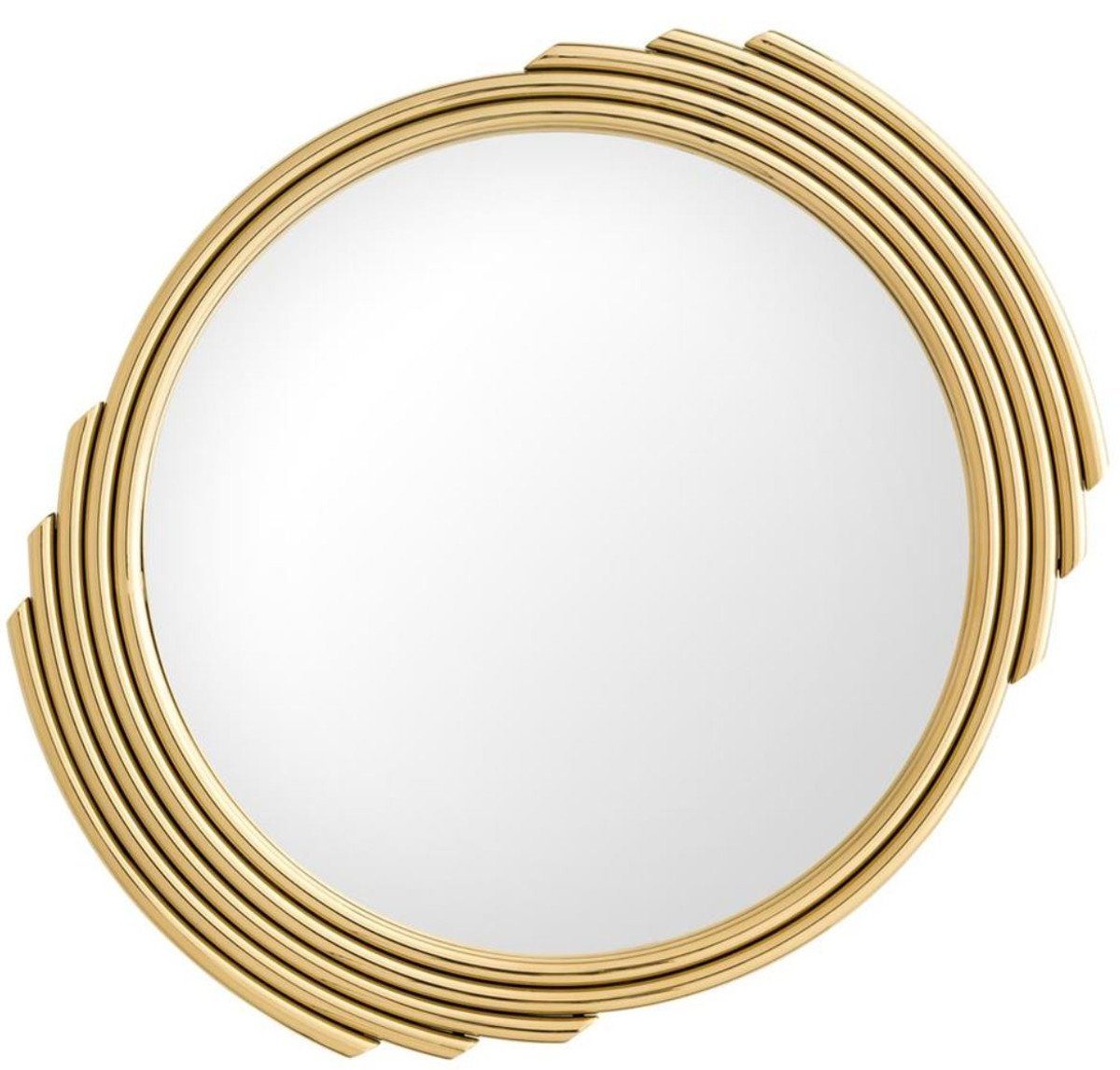 Casa Padrino Spiegel Designer Edelstahl Spiegel Gold Ø 100 cm - Luxus Wohnzimmer Wandspiegel