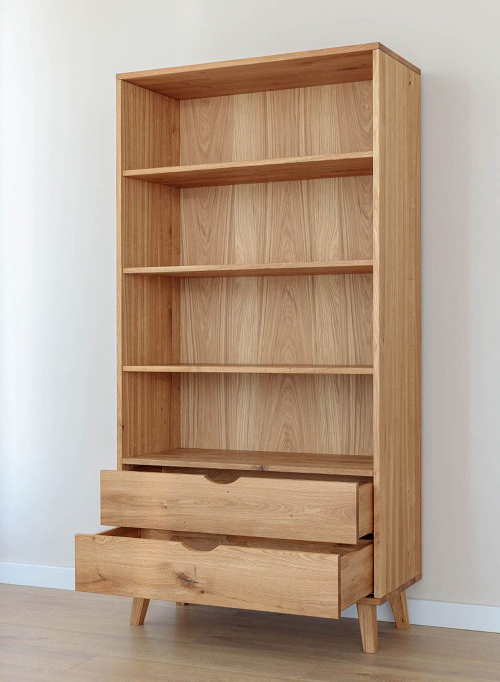 Feldmann-Wohnen Wohnwand Simona, (mit Schubladen, 2-St., Massivholz, geölte Oberfläche), 2-teilig Massivholz geölt Eiche Natur