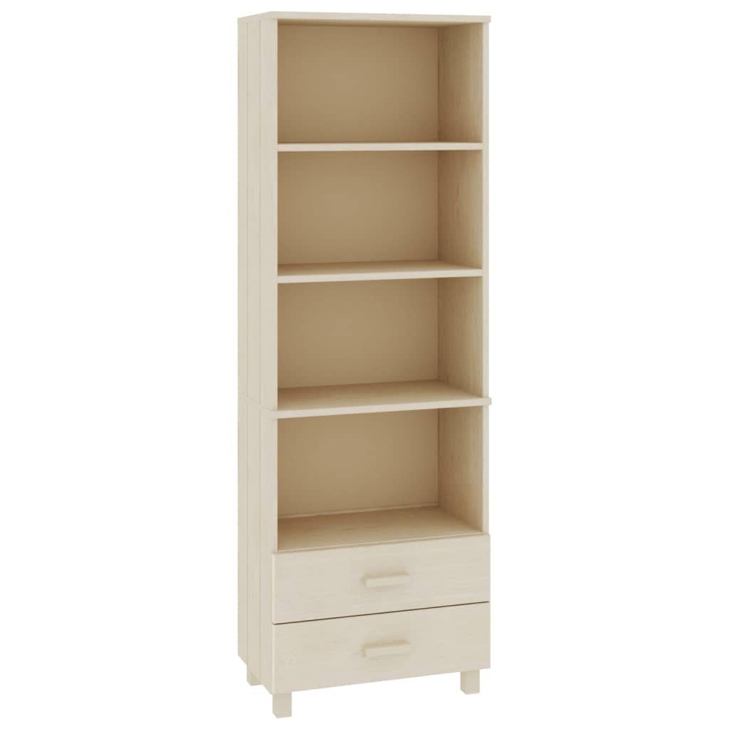vidaXL Regal aus Kiefer in Honigbraun mit 2 Schubladen und 4 Fächern, B/H/T 60 x 180 x 35 cm