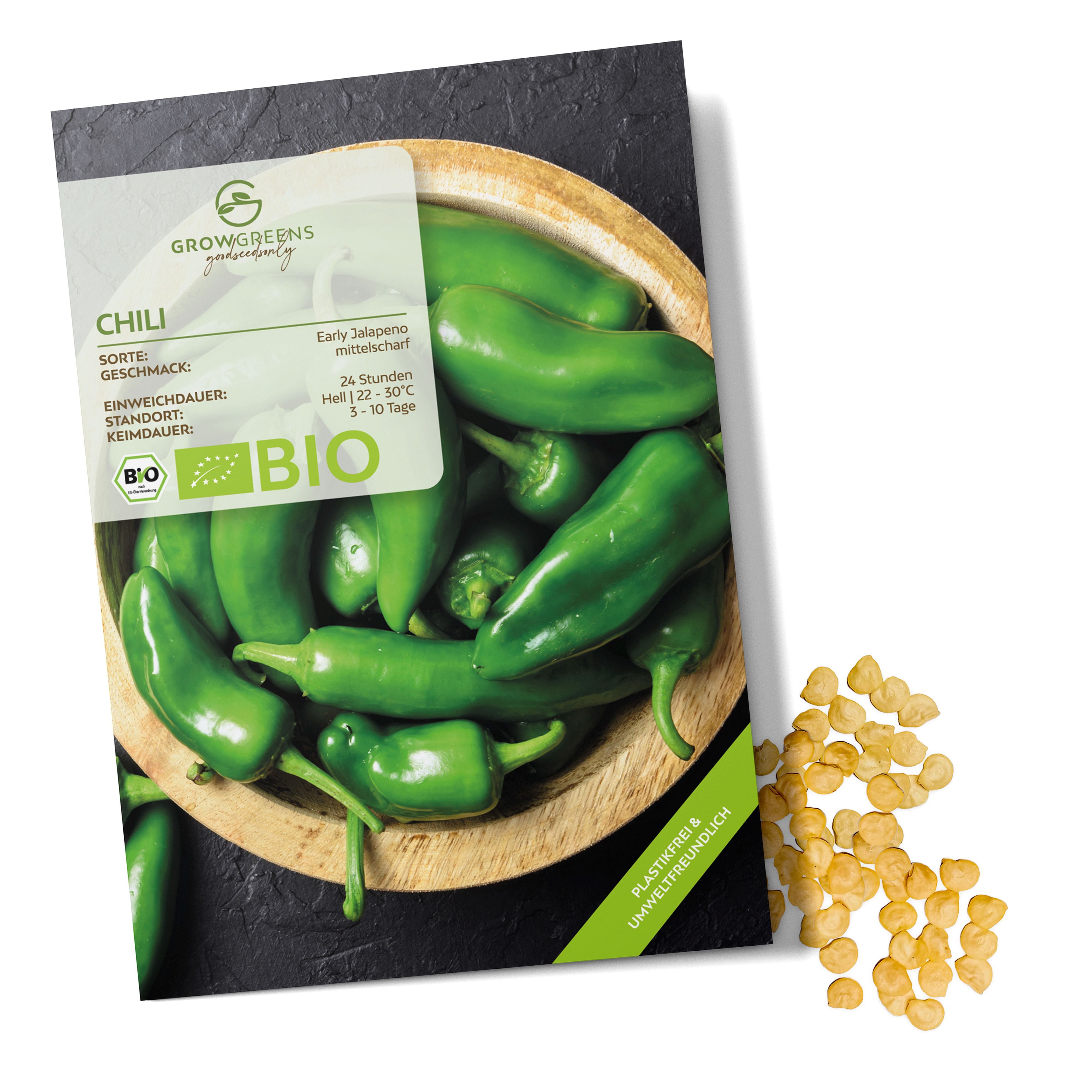 Gemüsesamen BIO Chili Samen (Early Jalapeno, 5.000 Scoville) - Saatgut (10 Korn)