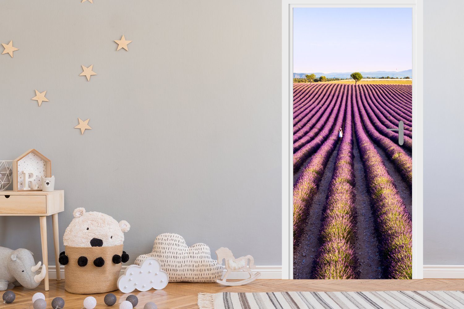 MuchoWow Türtapete Lavendelfelder in der in Türaufkleber, Matt, 75x205 Tür, St), für Frankreich, cm bedruckt, (1 Fototapete Provence