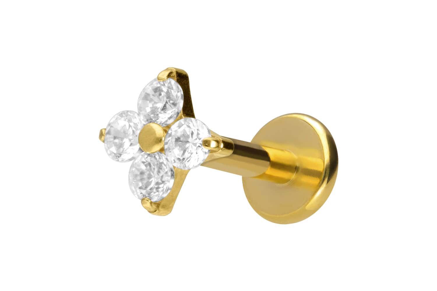 Piercing-Set Titan Labret mit Innengewinde KRISTALLBLUME