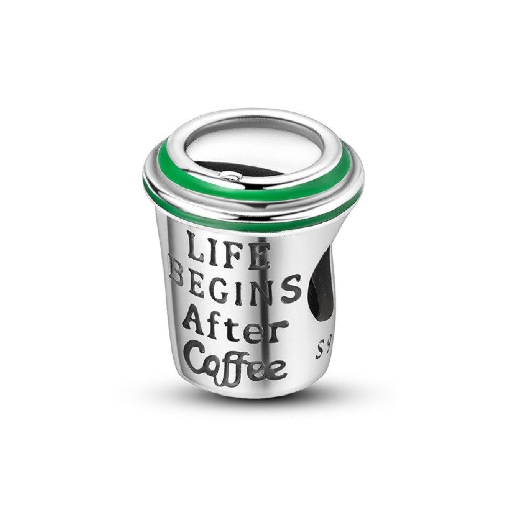 PANDACHARMS Bead Kaffeebecher Charm für Charm Armband, 925er Sterling Silber