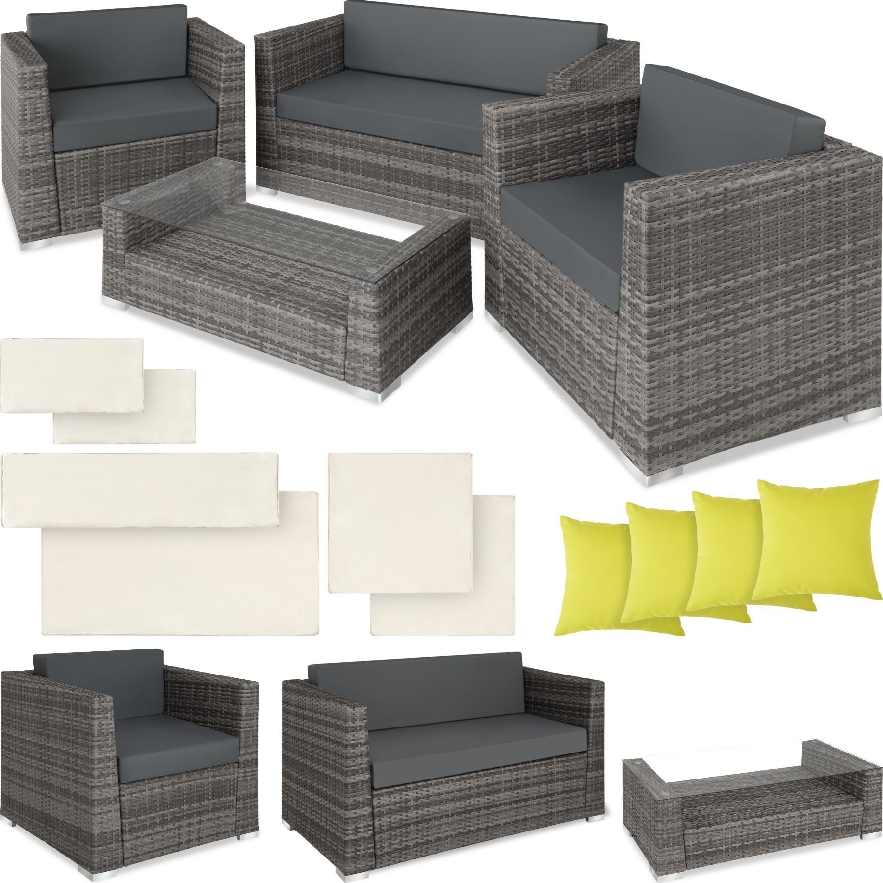 tectake Loungeset München, (Set, 4tlg), GartenmöbelSets, Hochwertige