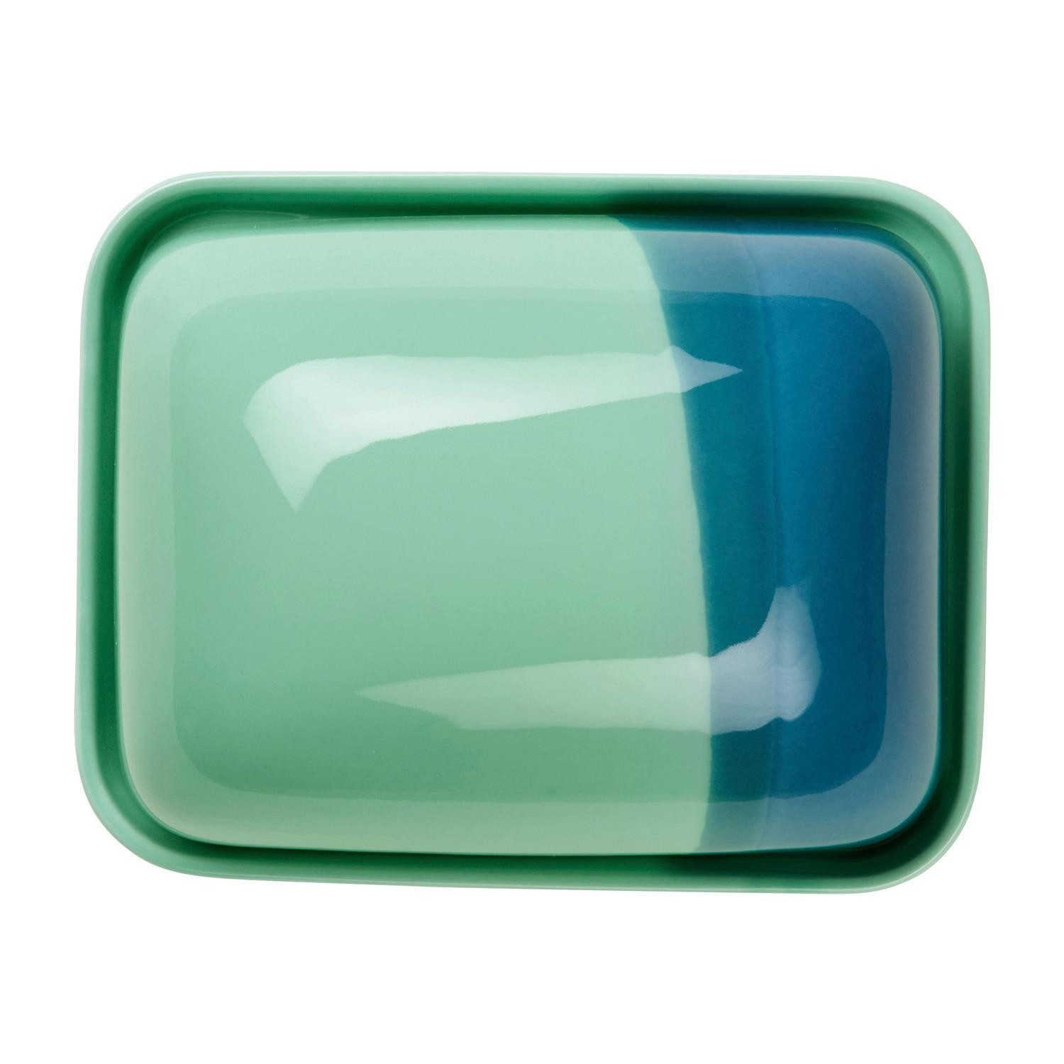 ASA SELECTION Butterdose Butterdose JOY, 15,5 x 12,5 cm, Grün, Blau, Porzellan, (1-tlg), Porzellan