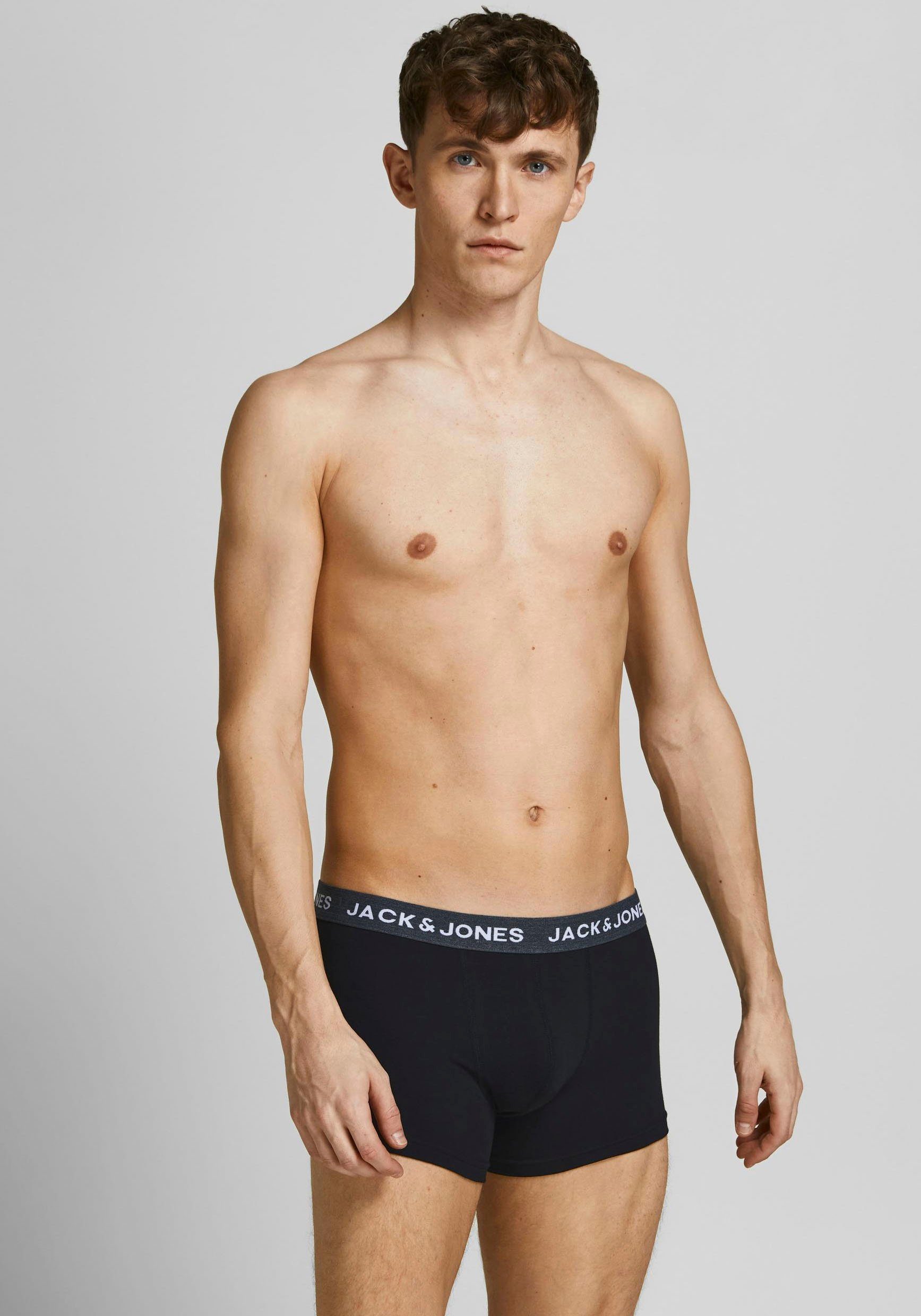 Jack & Jones Boxershorts JACBASE Microfiber mit Gummibund, perfekter Passform, im 3er-Pack (Packung, 3-St., 3er-Pack) eng anliegend, Single Jersey, Polyester