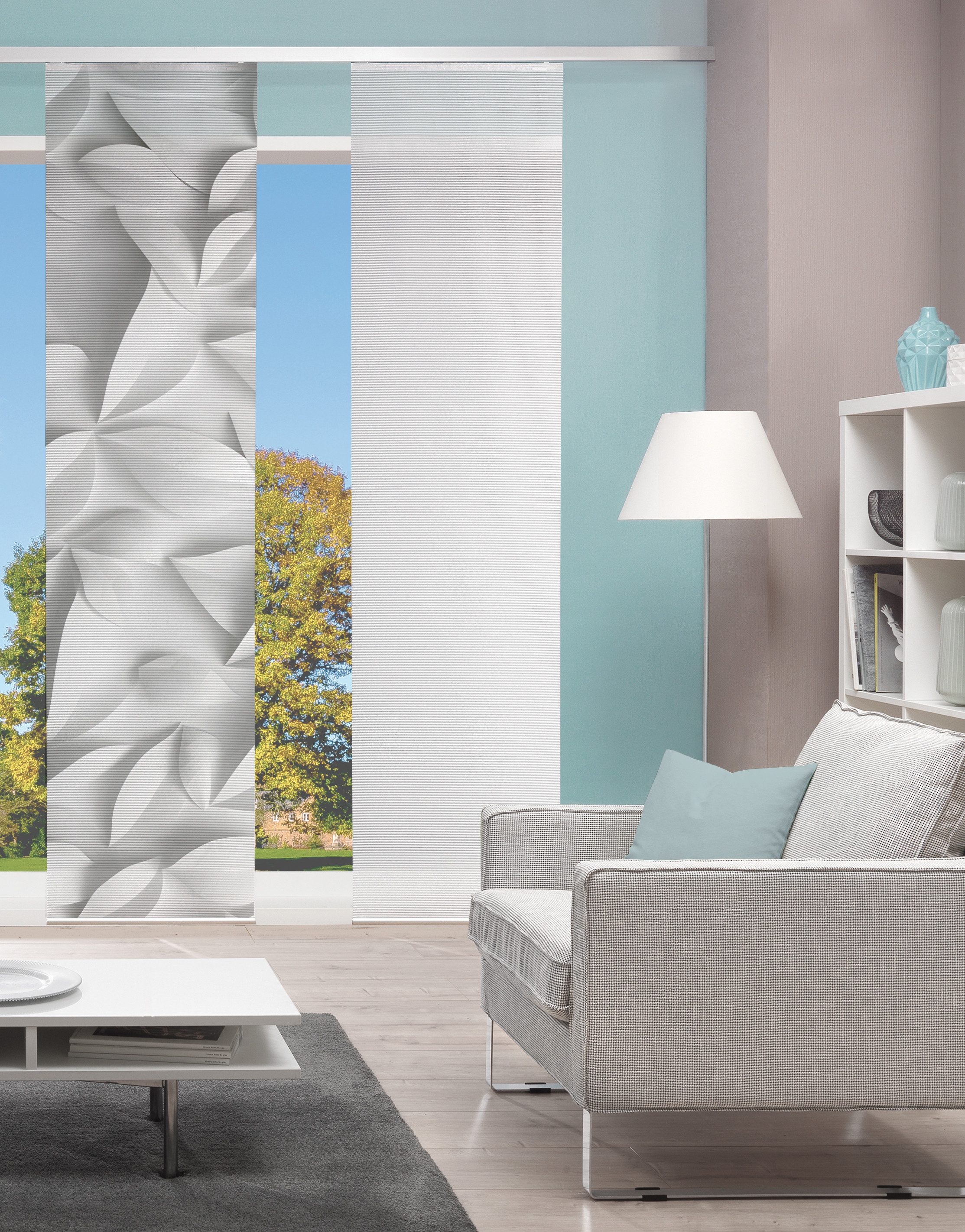 Vision Schiebegardine FLYNN (1 St), Paneelwagen, halbtransparent, SCHIEBEVORHANG, BAMBUS, DIGITALDRUCK