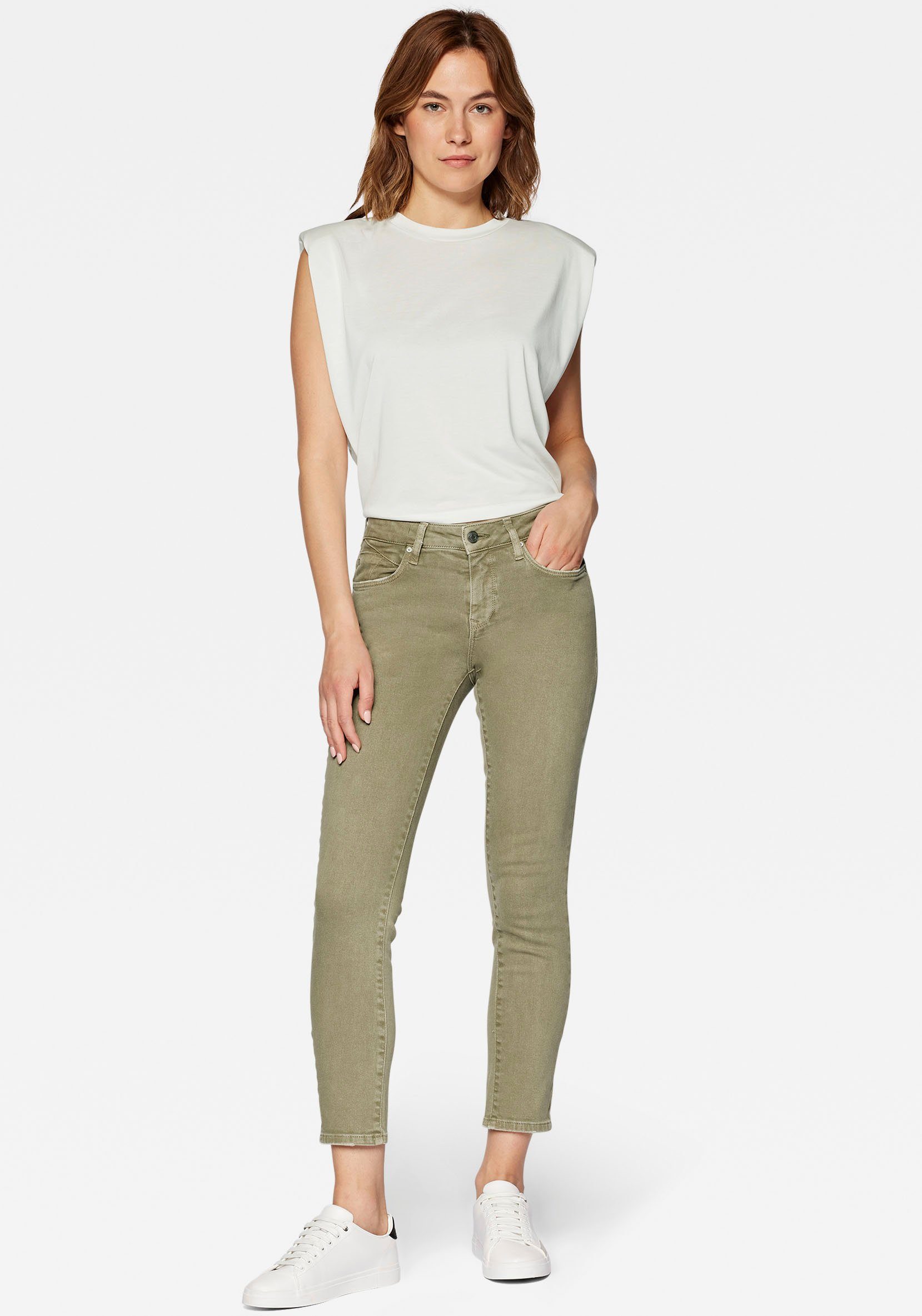 Mavi Skinny-fit-Jeans Sitz mit aloe den green perfekten ADRIANA (graugrün) für Stretch