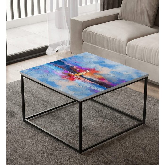 MyMaxxi Möbelfolie MyMaxxi - selbstklebende Tischfolie Boot abstrakt gemalt mehrfarbig kompatibel mit Ikea Lacktisch Kunst Farbe Sehenswürdigkeit Schiff Möbelfolie Aufkleber - blasenfrei zu verkleben