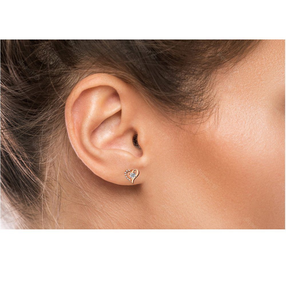 Limana Paar Ohrstecker echt 925 Silber gold rosegold Herz Ohrringe Herzohrr günstig online kaufen
