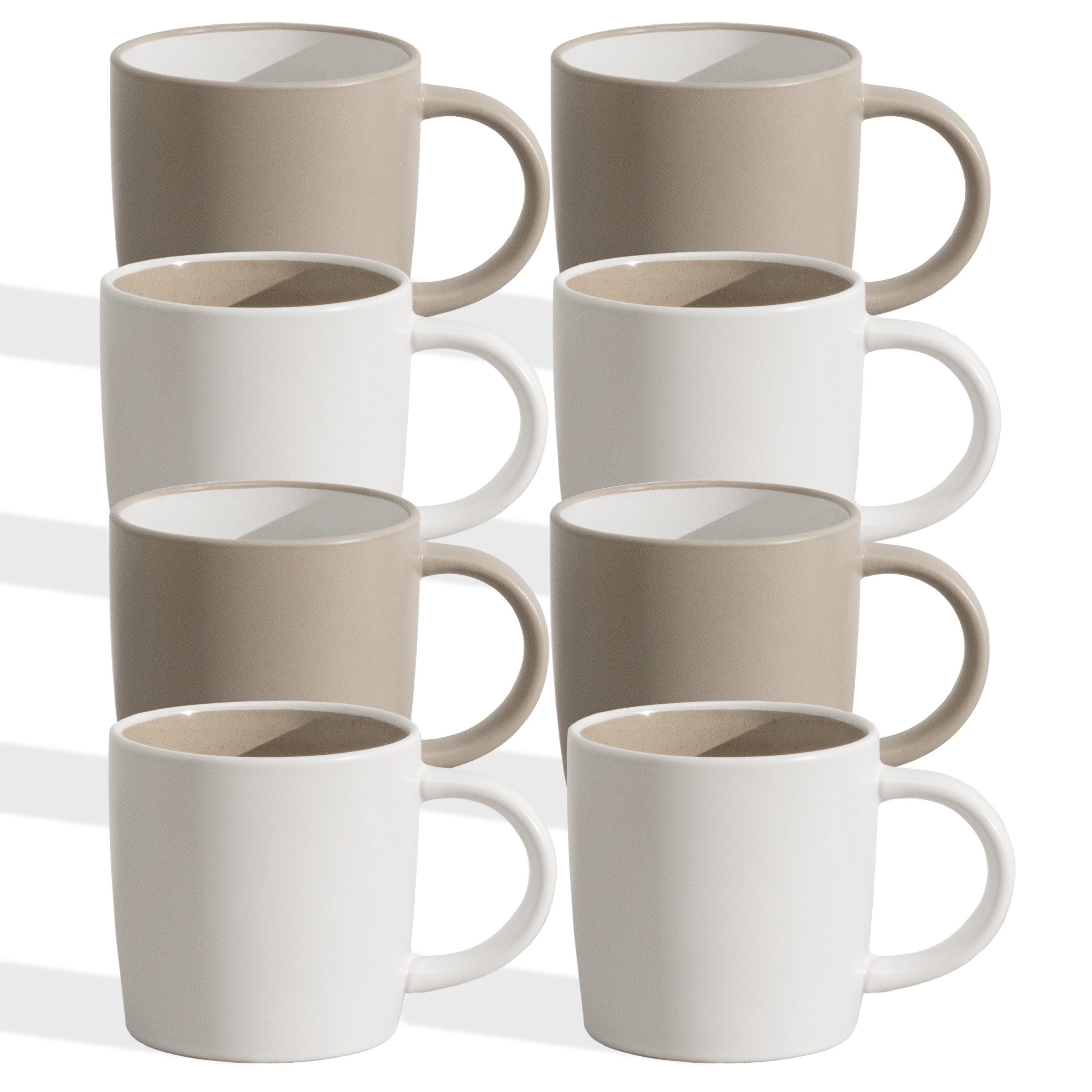 Hausfelder Geschirr-Set Steingut Tassen 8 Personen, 8teilig Mix, Shadow Stone/Nordic Sand (8-tlg), 8 Personen, Steinzeug, spülmaschinen- & mikrowellengeeignet, Reaktivglasur