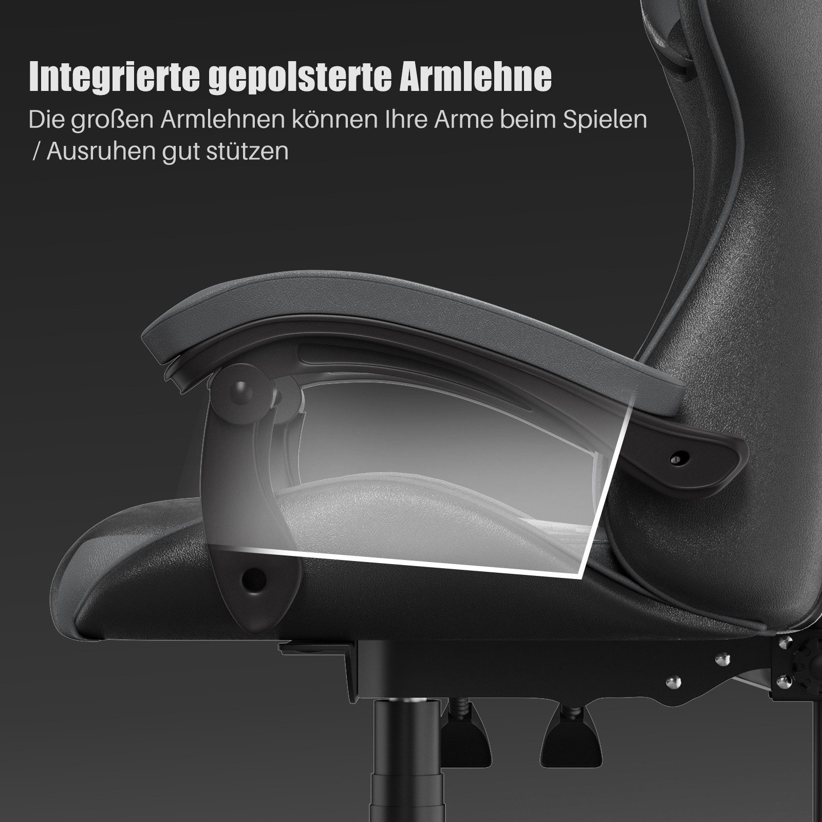 Gywowken Gaming-Stuhl Gaming Stuhl Ergonomisch - Gamer Stühle mit Lendenkissen, Gaming Chair Höhenverstellbar - 90-135° Rückenlehne – Bild 4 von 5