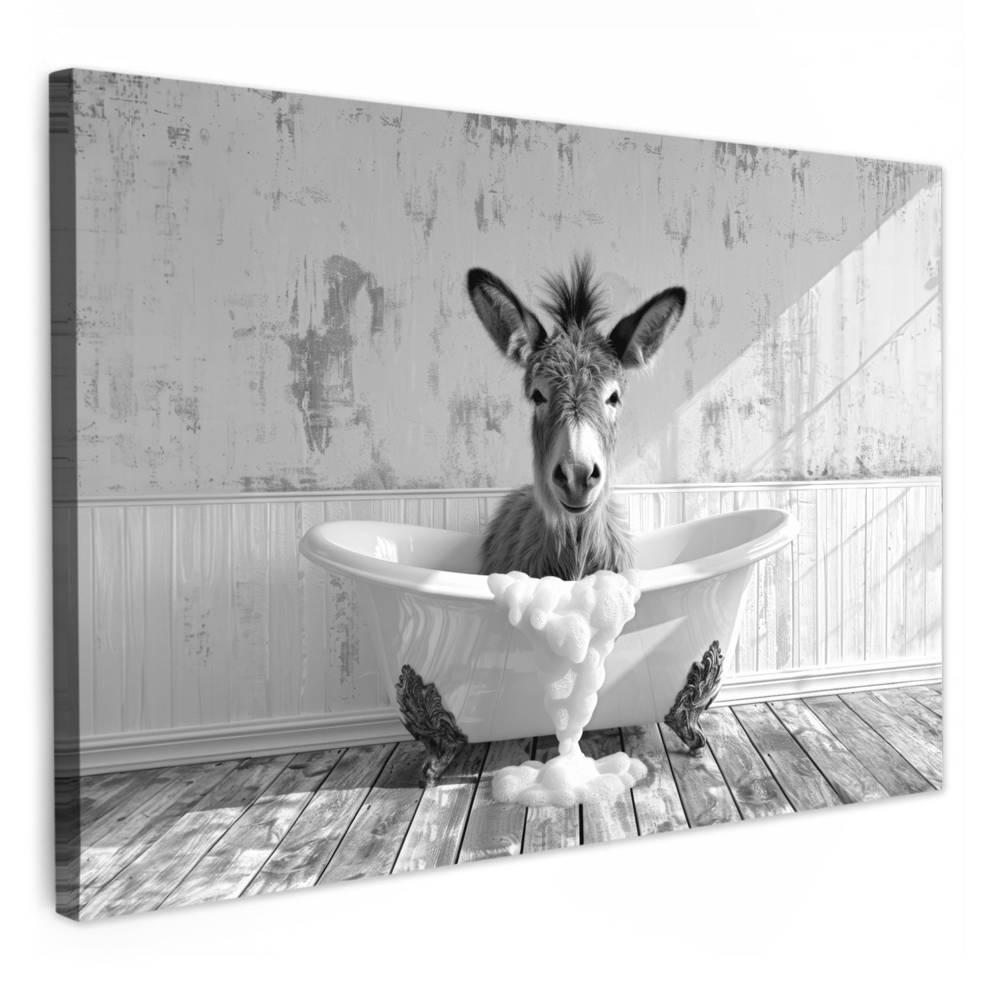 OneMillionCanvasses® Leinwandbild Esel - Tier - Vintage - Badewanne - Schwa günstig online kaufen