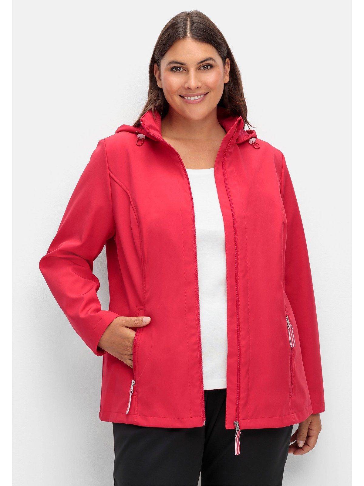 Sheego Softshelljacke Große Größen winddicht und wasserabweisend rot